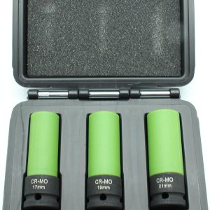 TMAX 3 piezas de enchufe de impacto de rueda de 12 pulgada de accionamiento de 3.35 pulgadas de largo 17-19-21 TMAX 3 piezas de enchufe de impacto de rueda de 12 pulgada de accionamiento de 3.35 pulgadas de largo 17-19-21