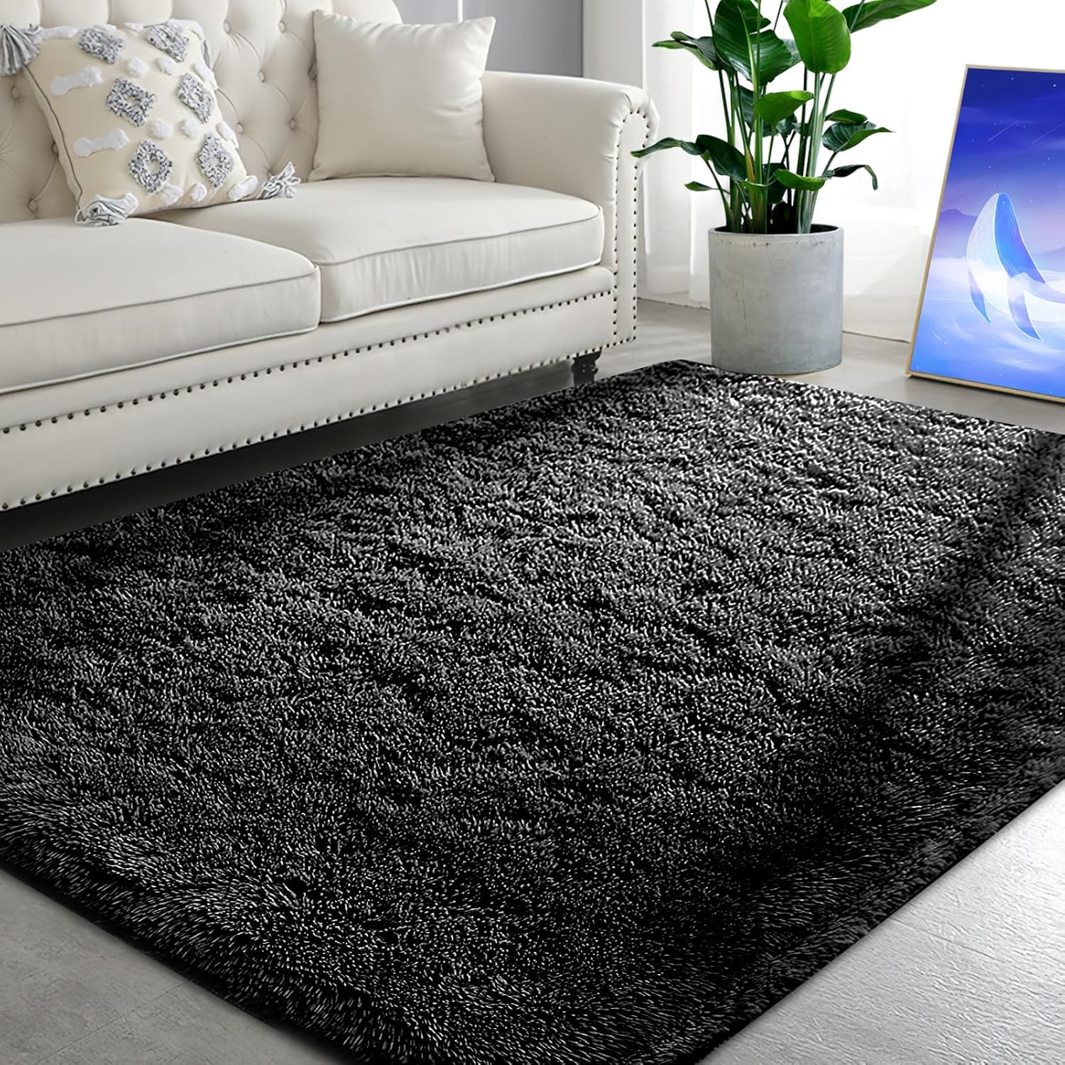 Floralux – Alfombras de pelo largo sintético de felpa, esponjosas y mullidas, 3 x 5pies, para dormitorio, sala de estar, habitación infantil y