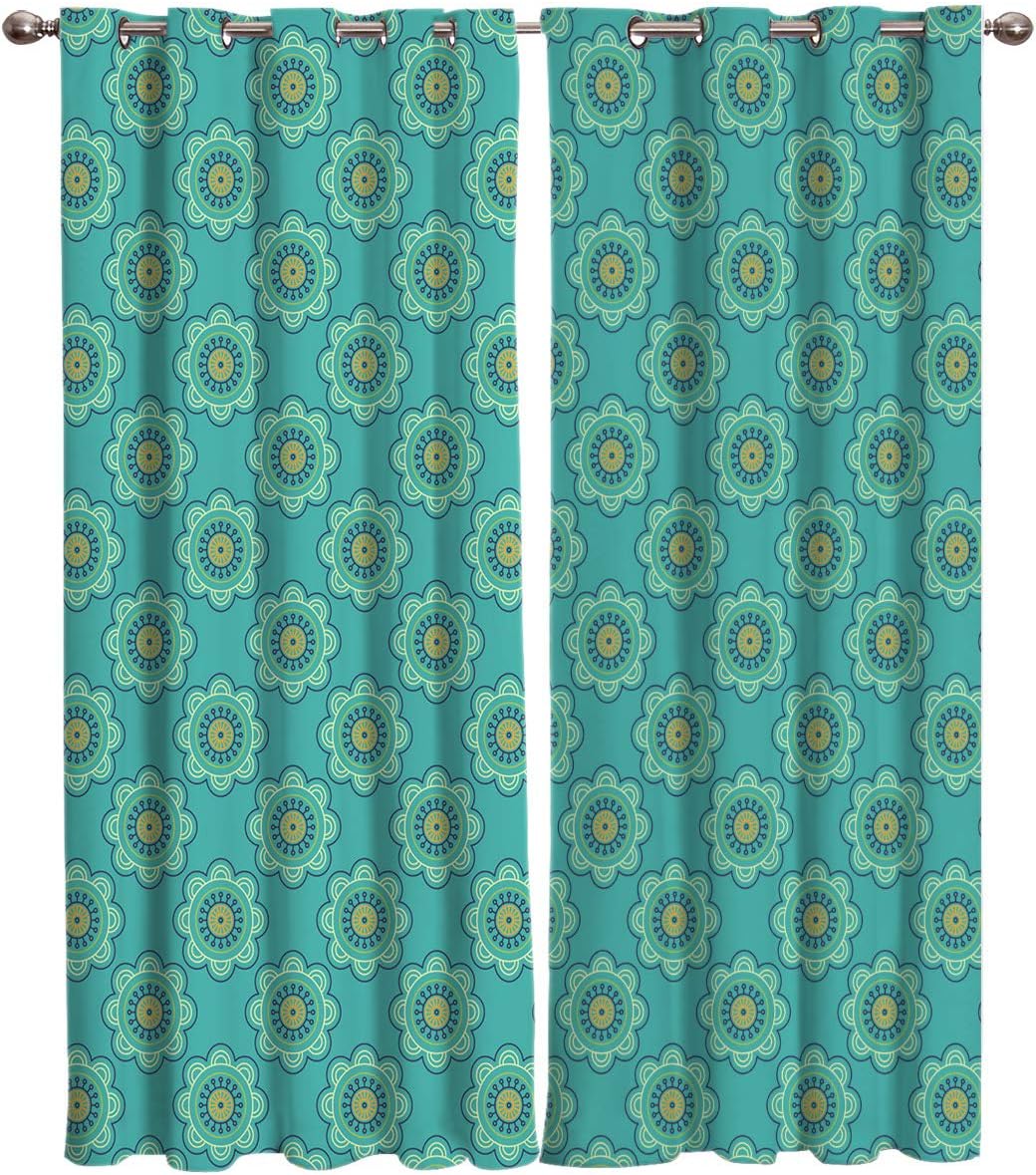 Cortinas opacas térmicas con diseño floral y ojales de metal, cortina elegante para habitación o sala de estar, 52 x 72 pulgadas, 2 paneles