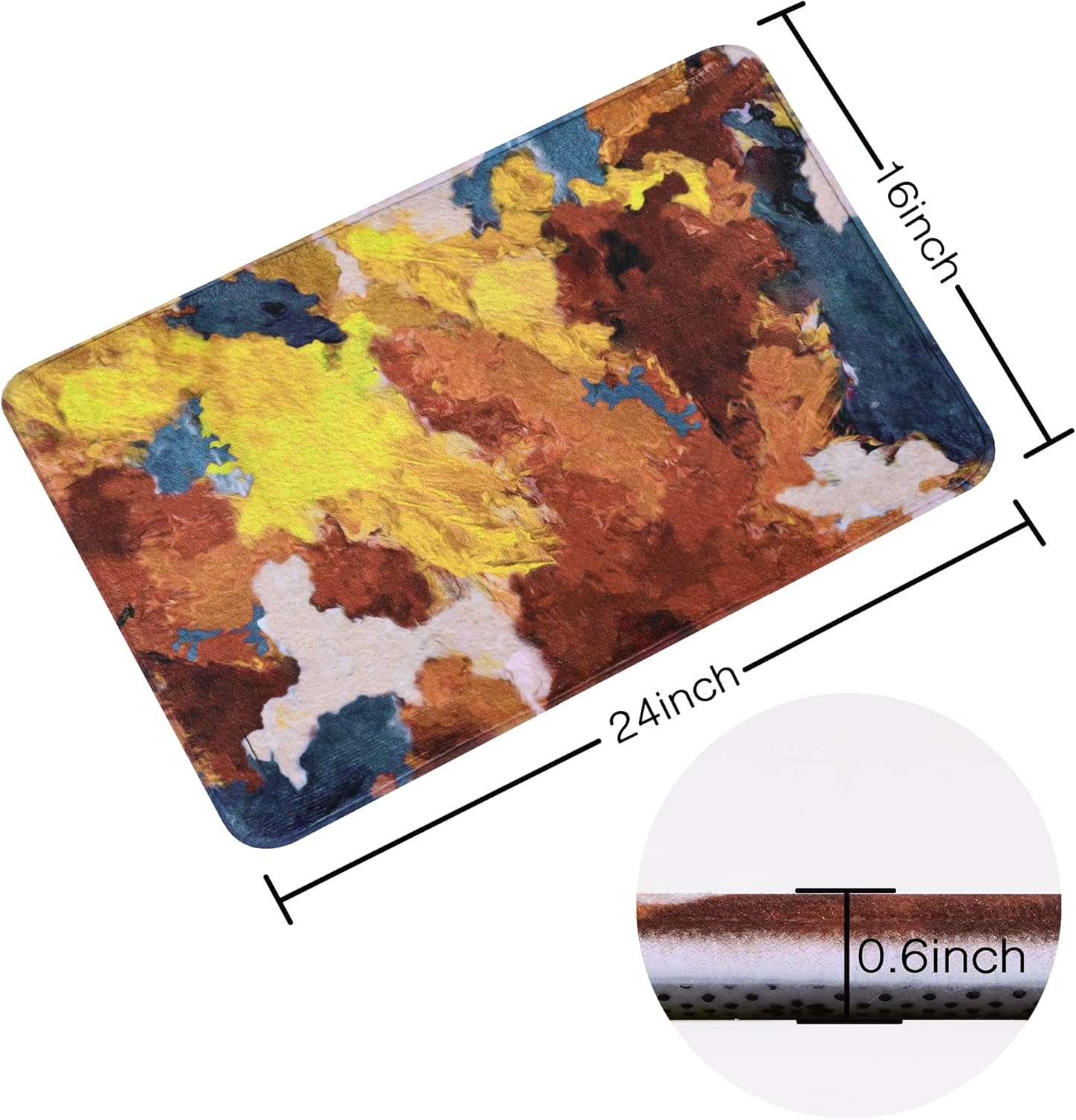 LIVILAN Alfombras de baño abstractas de color amarillo, con pintura al óleo, antideslizantes, ultra suaves y absorbentes de agua, alfombra de baño