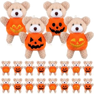 32 piezas de oso de peluche de Halloween con disfraz de calabaza de 4.7 pulgadas, mini oso de peluche con cuerda para colgar, muñeca de oso suave, 32 piezas de oso de peluche de Halloween con disfraz de calabaza de 4.7 pulgadas, mini oso de peluche con cuerda para colgar, muñeca de oso suave,