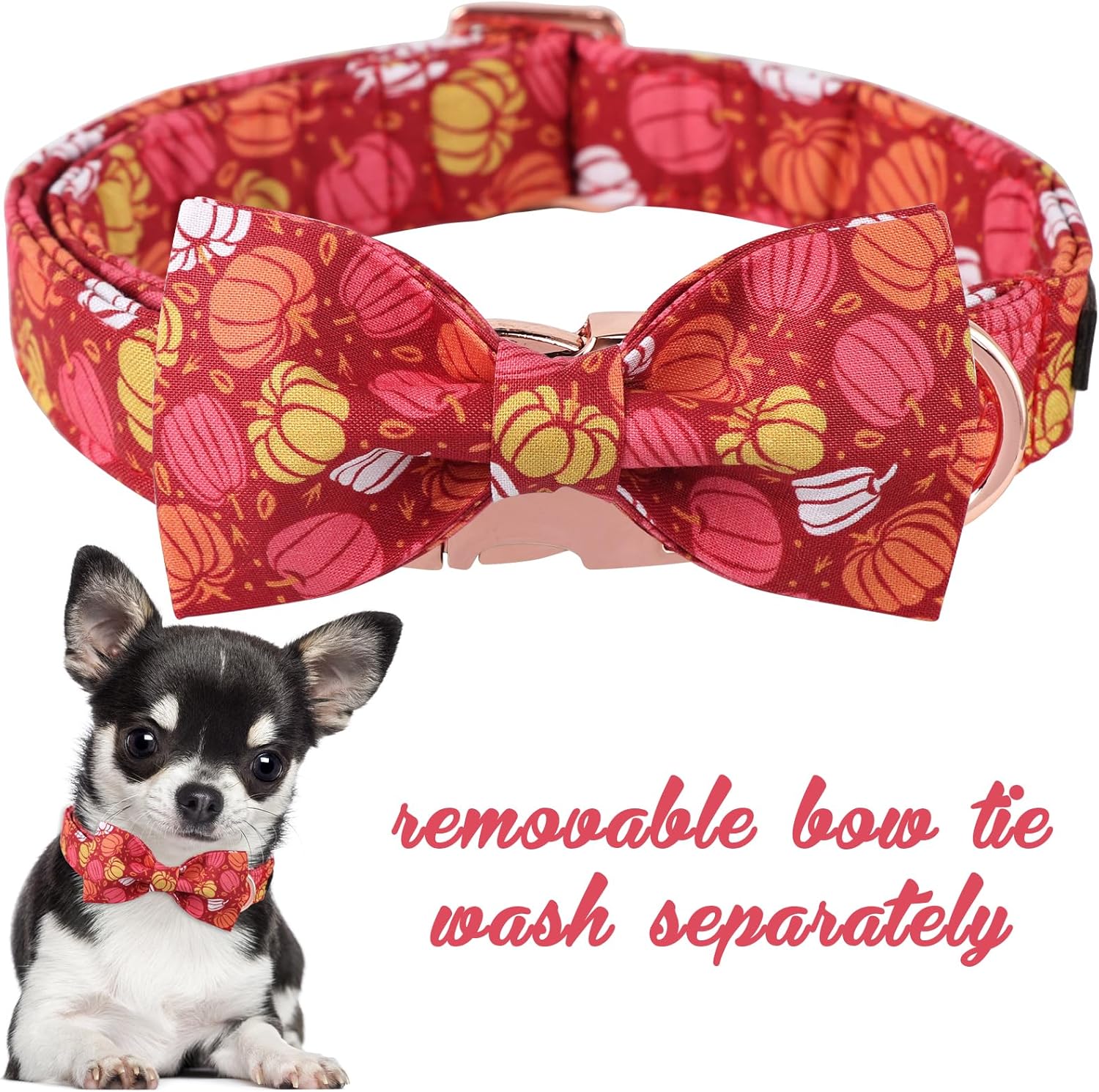 Unique Style Paws Collar de perro de Halloween con lazo de algodón lindo collar de perro con lazo para perros pequeños, medianos y grandes, collar