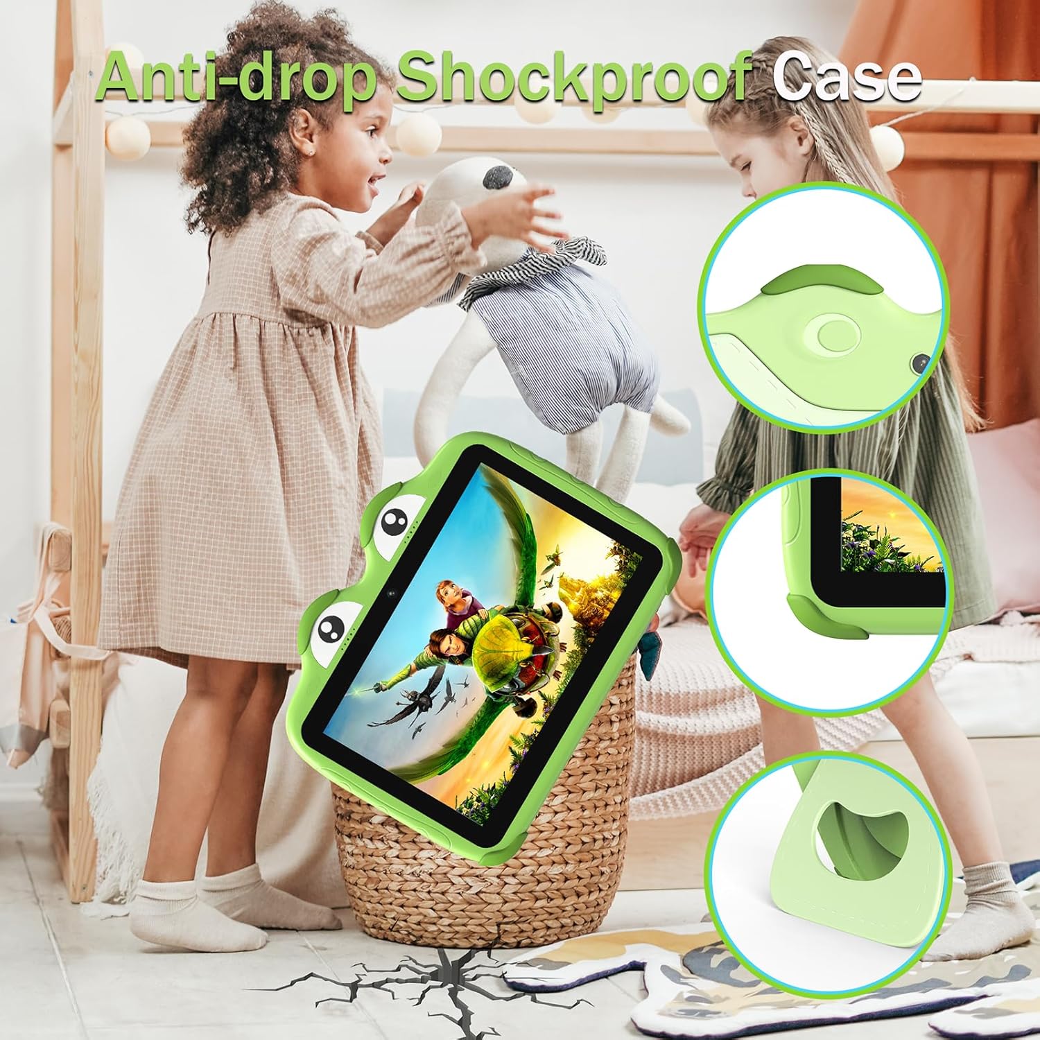 YINOCHE Tableta infantil para niños de 10 pulgadas, tableta infantil 64G, tableta para niños pequeños, tabletas Android para niños, Wifi, tableta
