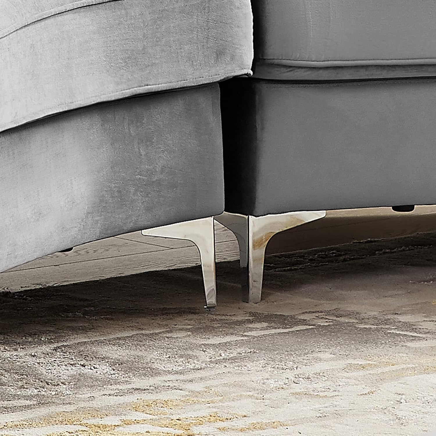 Yoglad Sofá modular curvado tapizado, sofá semicírculo de estilo moderno, sofá copetudo con patas de metal, sofá circular con almohadas Villose para