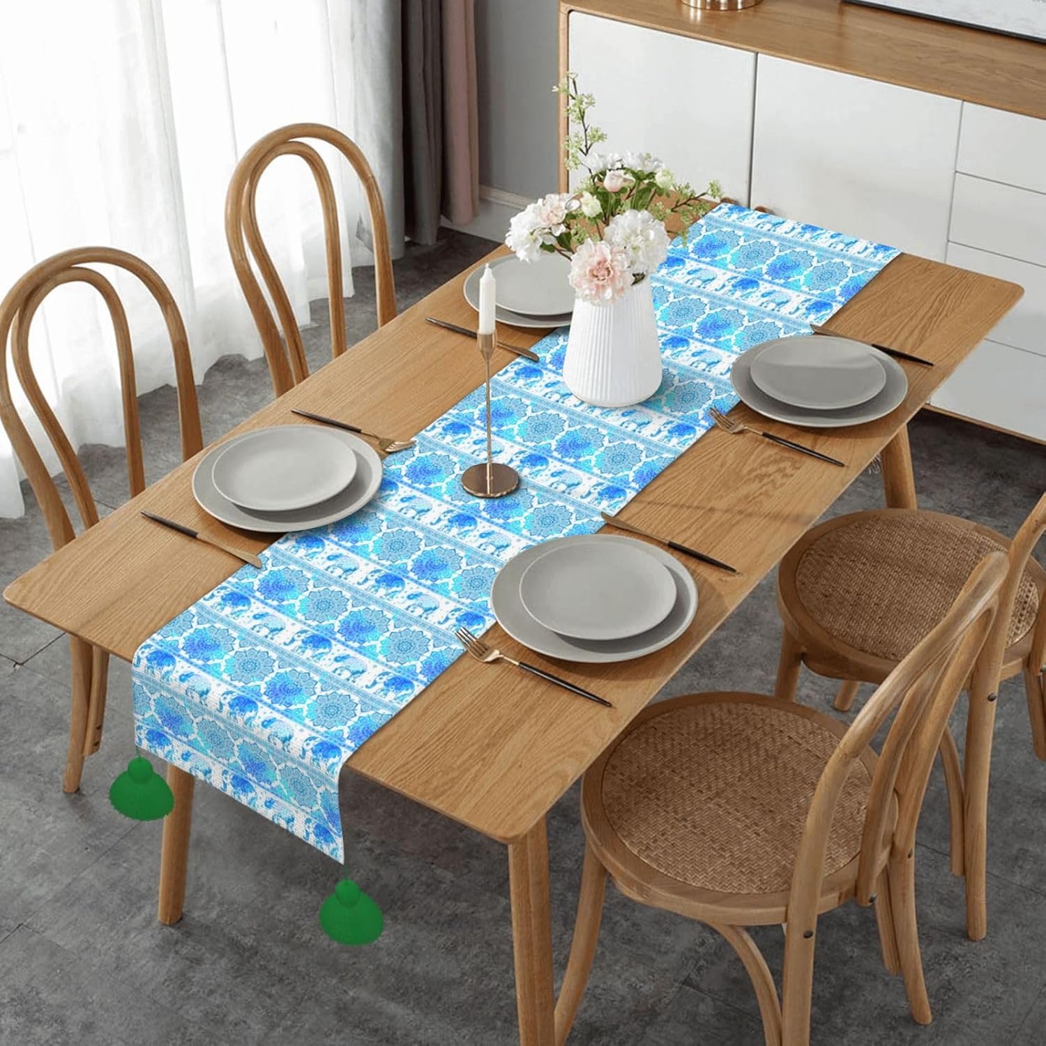 Stripe Elephant Christmas Table Runner Dining Table Decor Christmas Decorations Indoor Home Decor Christmas Table Runners Xmas Navidad Decoracion