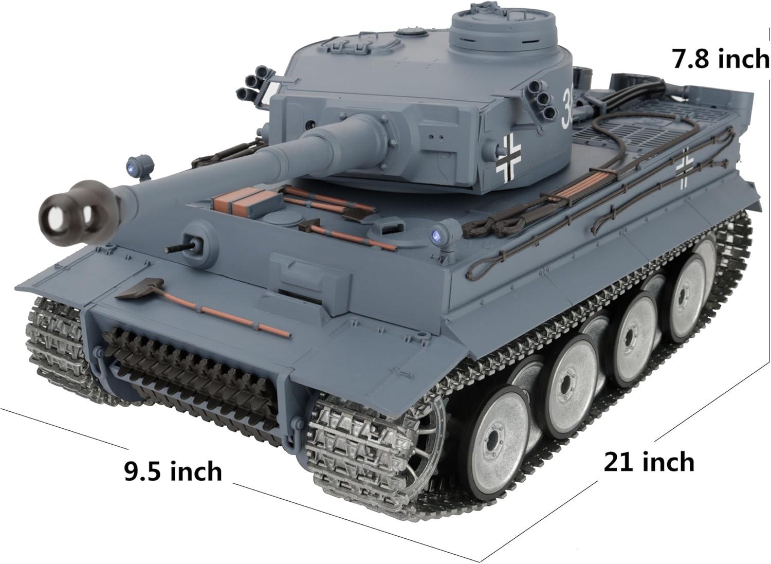 116 2.4ghz control remoto alemán tigre I gris color tanque adultos modelo juguete (actualizadorueda de carretera de metal y orugas y rueda dentada y