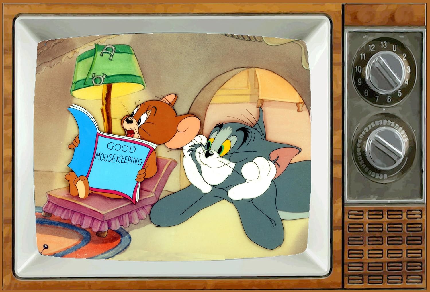 TOM & JERRY TV Nevera Imán 2″ x 3″ arte SÁBADO Mañana dibujos animados refrigerador nostálgico retro C
