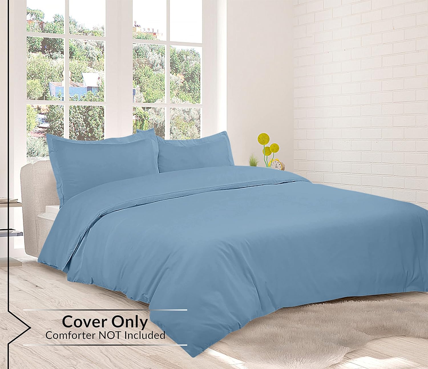Royale Linens Juego de funda de edredón azul lago tamaño matrimonial. Juego de funda de edredón de 3 piezas de doble cepillado con cierre de