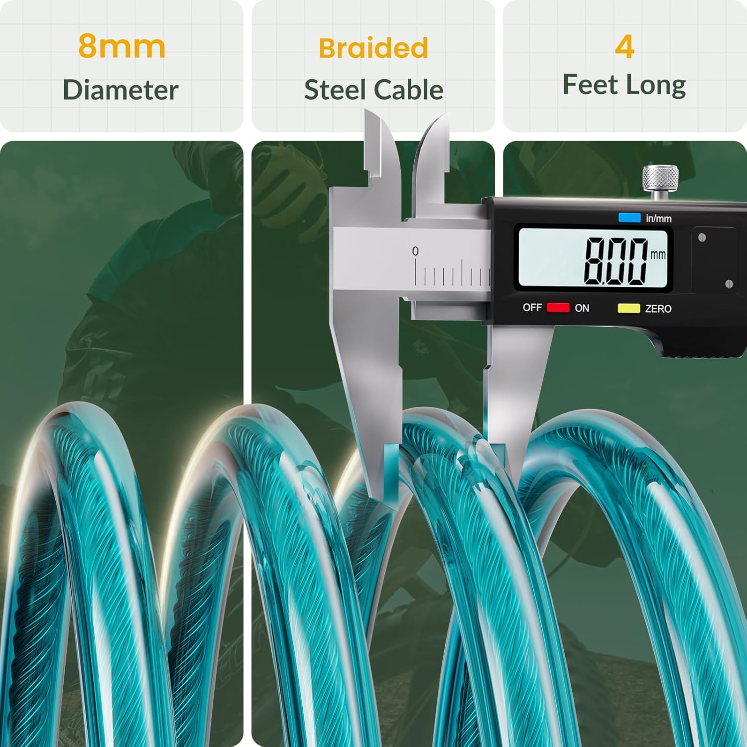 Titanker Cable de bloqueo de bicicleta, bloqueo de cable de bicicleta de 4 pies, bloqueo de cable básico autoenrollable para niños, combinación con