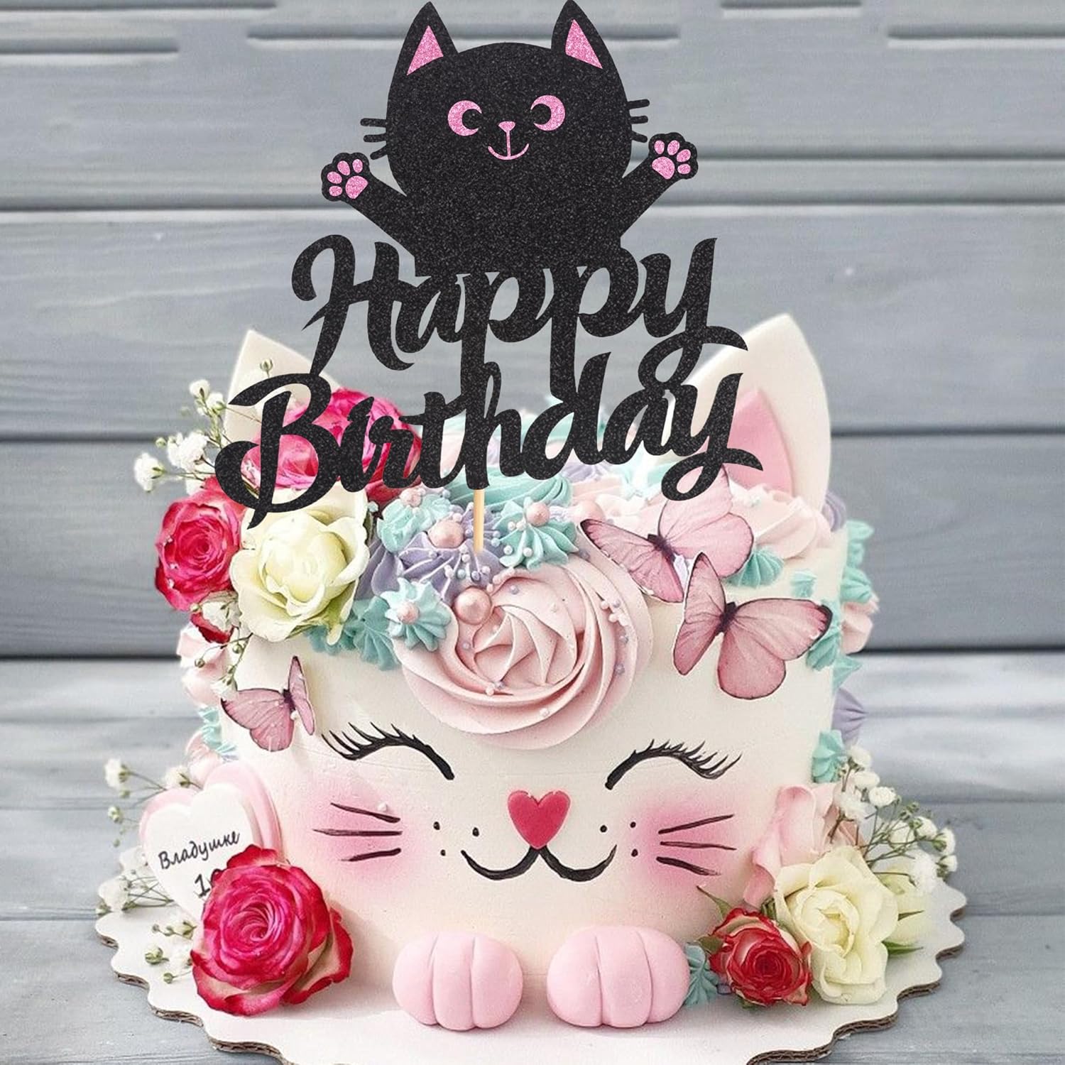 1 adorno para pastel de cumpleaños con temática de mascotas, lindo miau pawty fiesta de cumpleaños, decoración de fiesta de baby shower para niños y