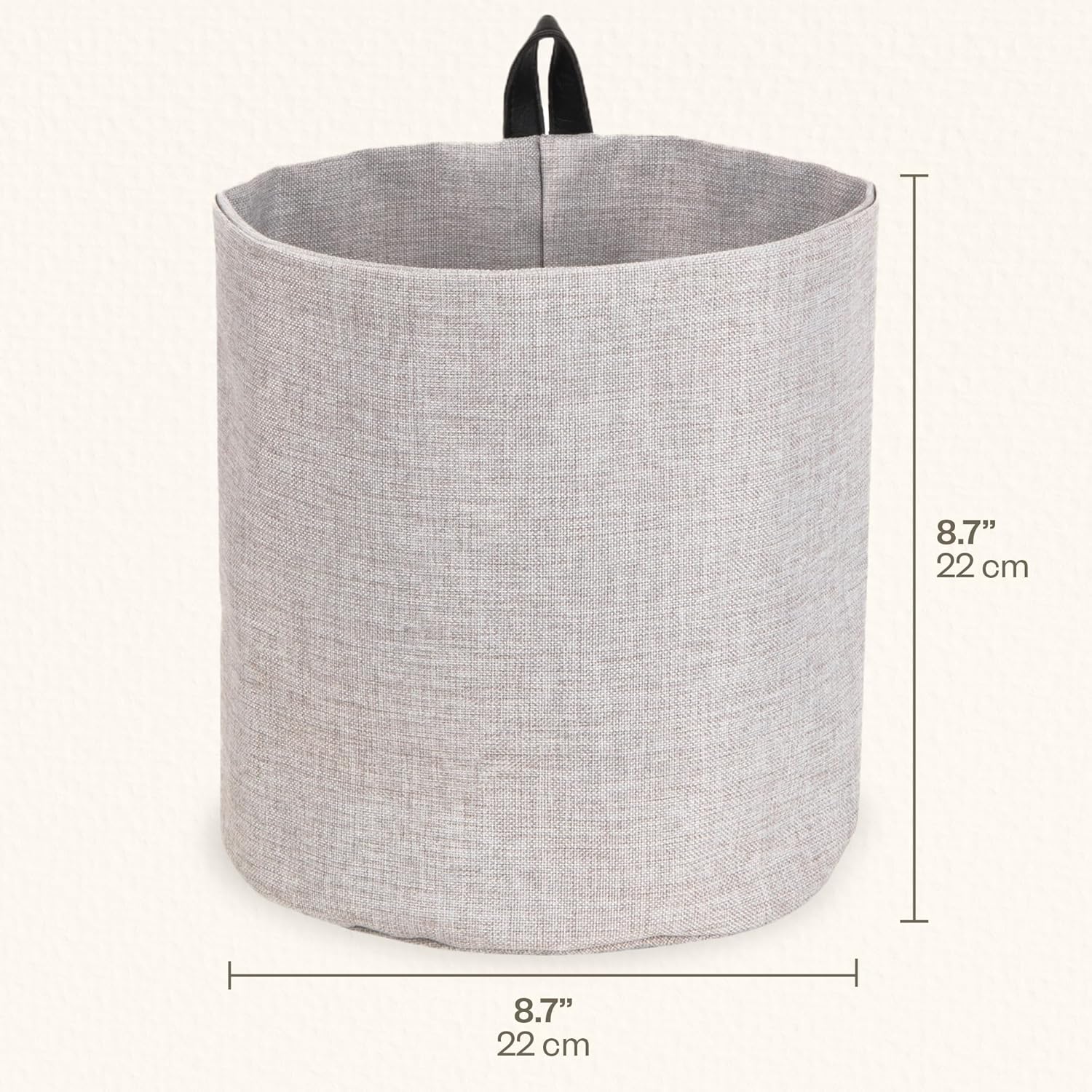 Bigso Cesta de almacenamiento colgante suave para colgar, color beige.