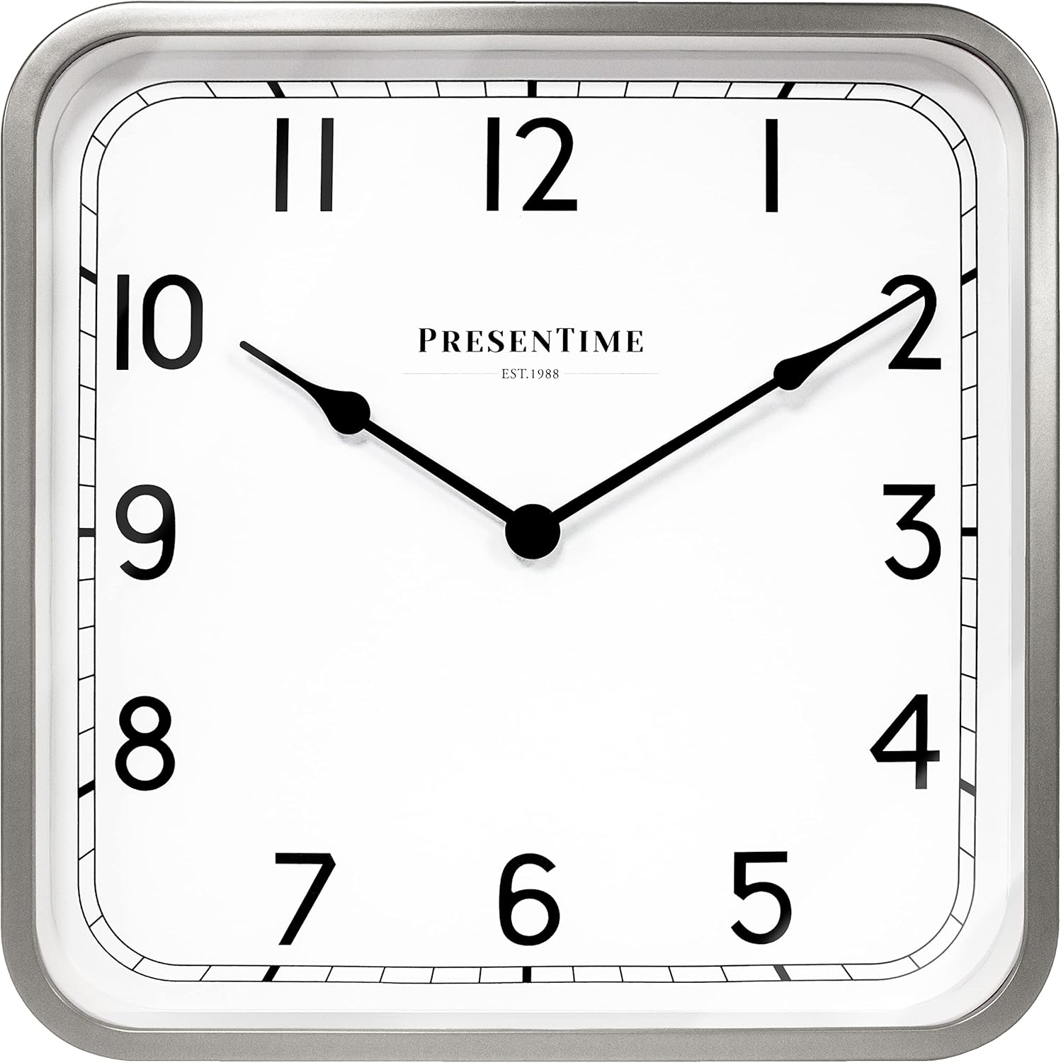 Presentime & Co. Reloj cuadrado moderno Anton de 16 pulgadas, silencioso, sin tictac, arte de pared y reloj para decoración del hogardecoración de
