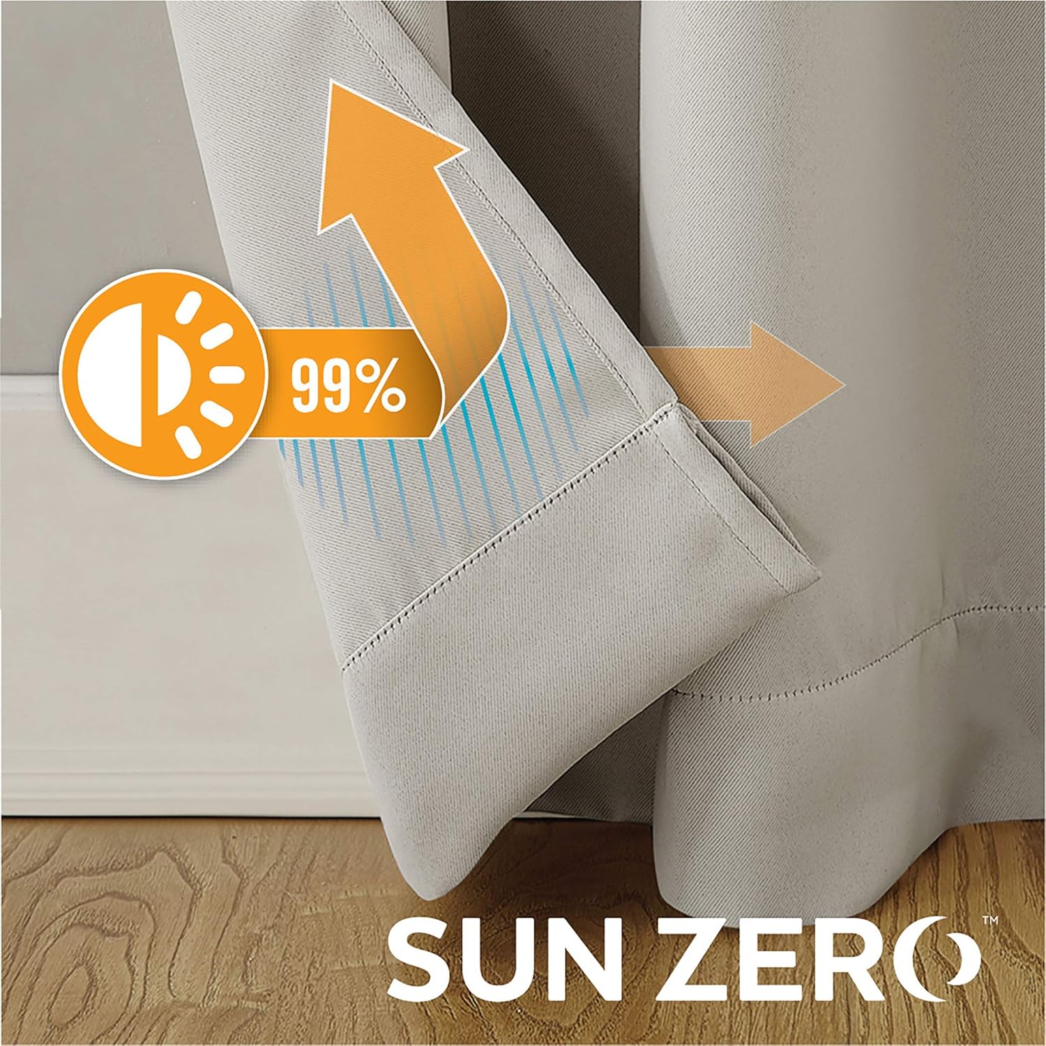 Sun Zero Soho – Juego de 2 paneles de cortinas opacas de eficiencia energética con ojales, 54 x 63 pulgadas, color perla