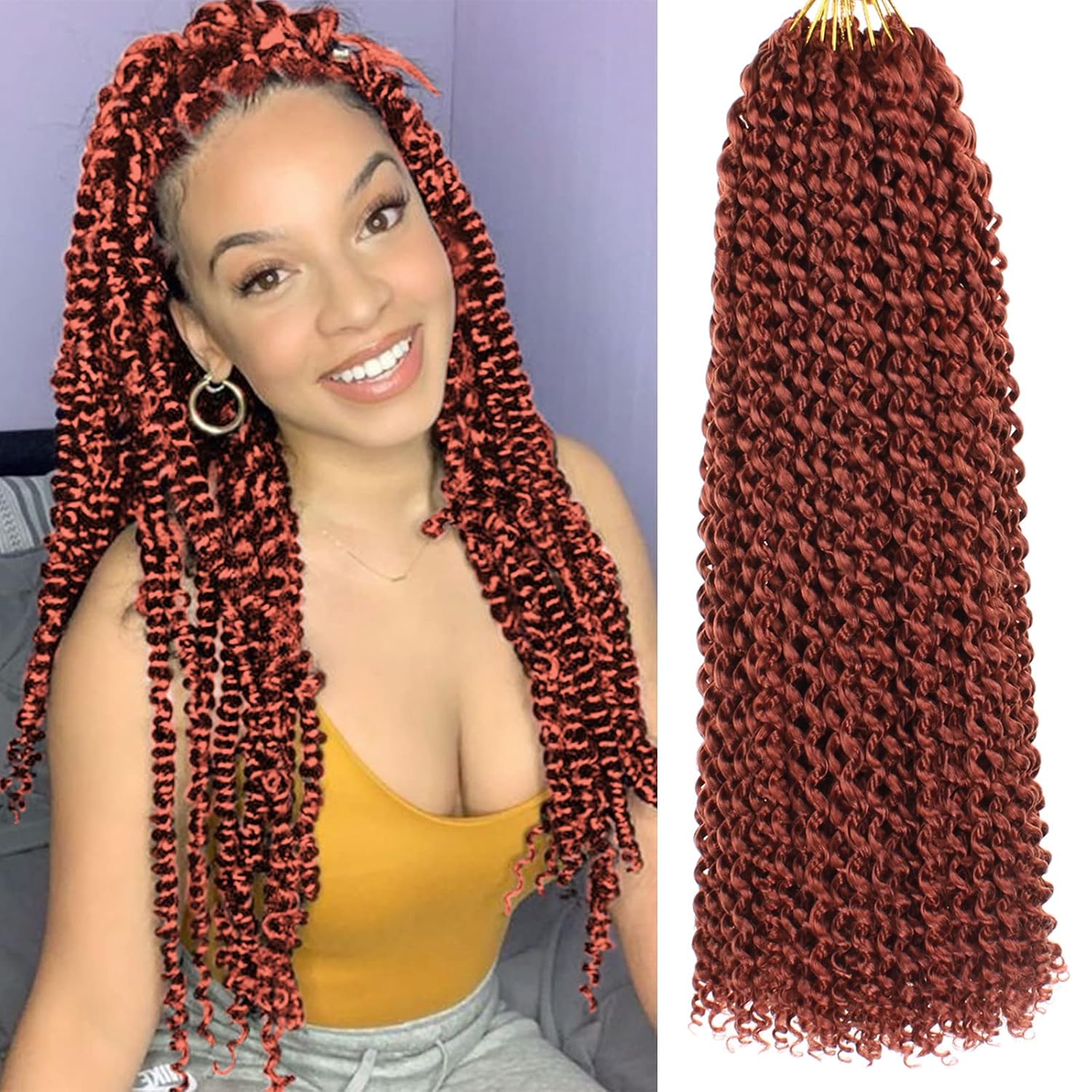Leeven – pelo rizado de 18 pulgadas en onda de agua de Crochet Twist, 6 unidades, pasión de Twist Crochet, pelo sintético para mujeres negras