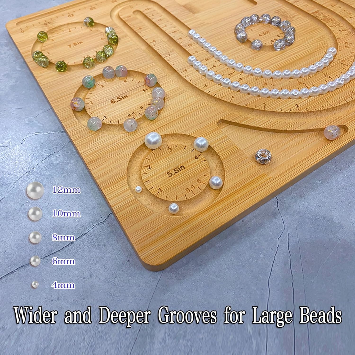 Favonuovy Tableros de cuentas para hacer joyas, pulseras de bambú, tablero de medición de 4.5, 5, 5, 5, 6, 6.5, 7, 7.5 pulgadas, todo en pulgadas,