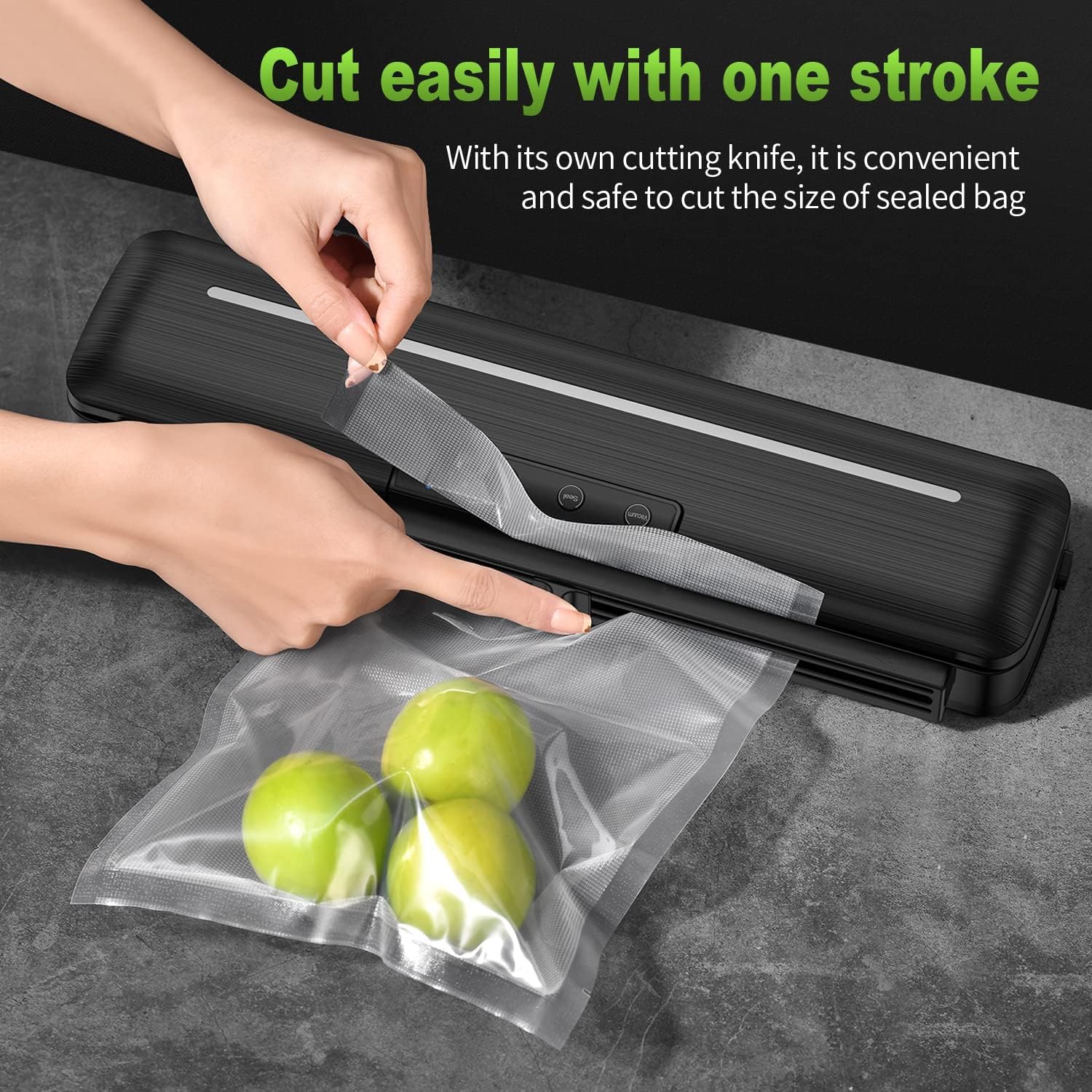 Sellador al vacío automático de sellado de aire para alimentos con modos de alimentos secoshúmedos y diseño de corte con 10 bolsas selladoras de