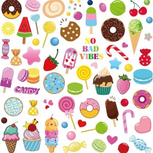 136 calcomanías de pared de donas de helado de colores, calcomanías de vinilo removibles para decoración de postres, panadería, pastelería, cocina, 136 calcomanías de pared de donas de helado de colores, calcomanías de vinilo removibles para decoración de postres, panadería, pastelería, cocina,