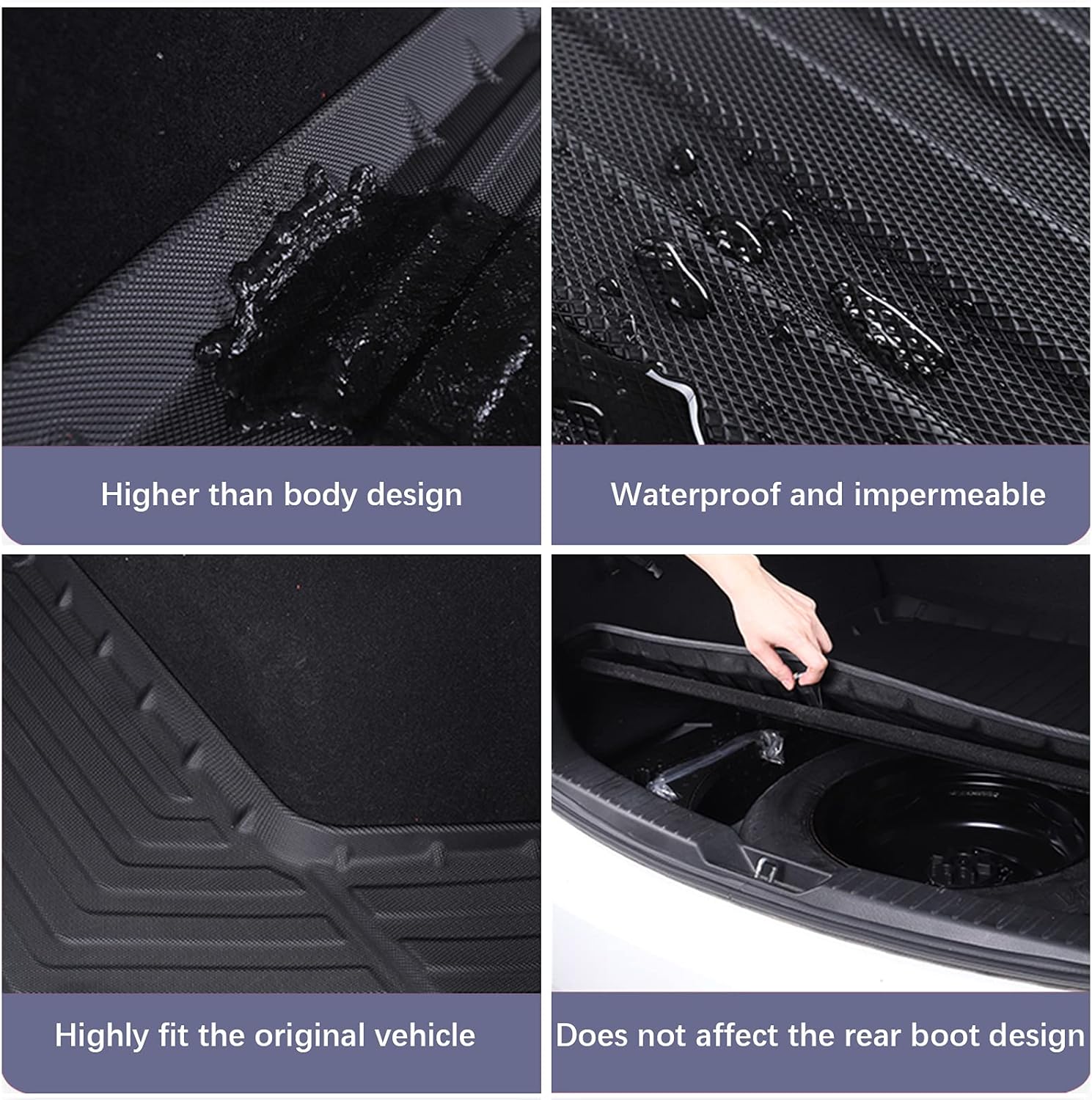 Cargo Liner for 2024 Hyundai Elantra (No Elantra GT Models) – Black TPO All Weather Heavy Duty Waterproof Rear Cargo Tray Trunk Floor Mat Protector