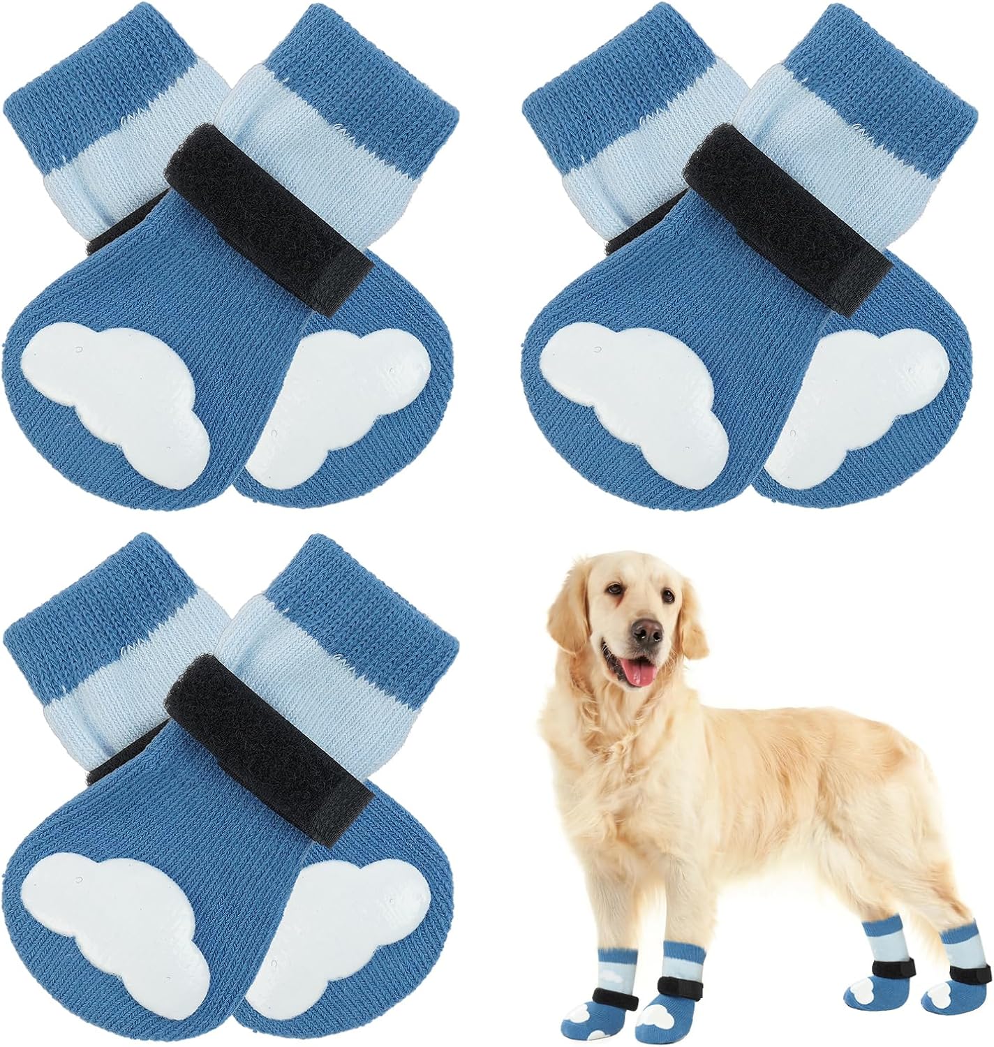 Kuoser Calcetines para perros grandes, calcetines antideslizantes de doble cara para suelos de madera dura, calcetines de tracción suaves para