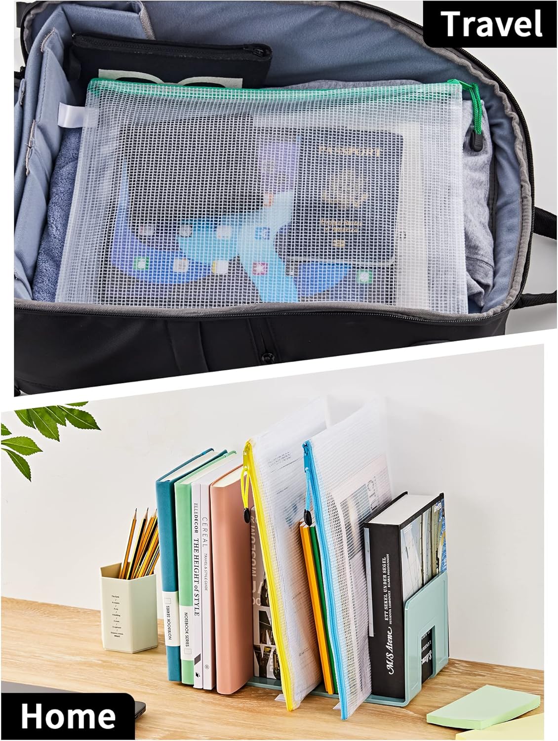 JARLINK Paquete de 30 bolsas de malla con cremallera, 10 colores, bolsas de archivos impermeables, tamaño cartatamaño A4, multiusos para organizar