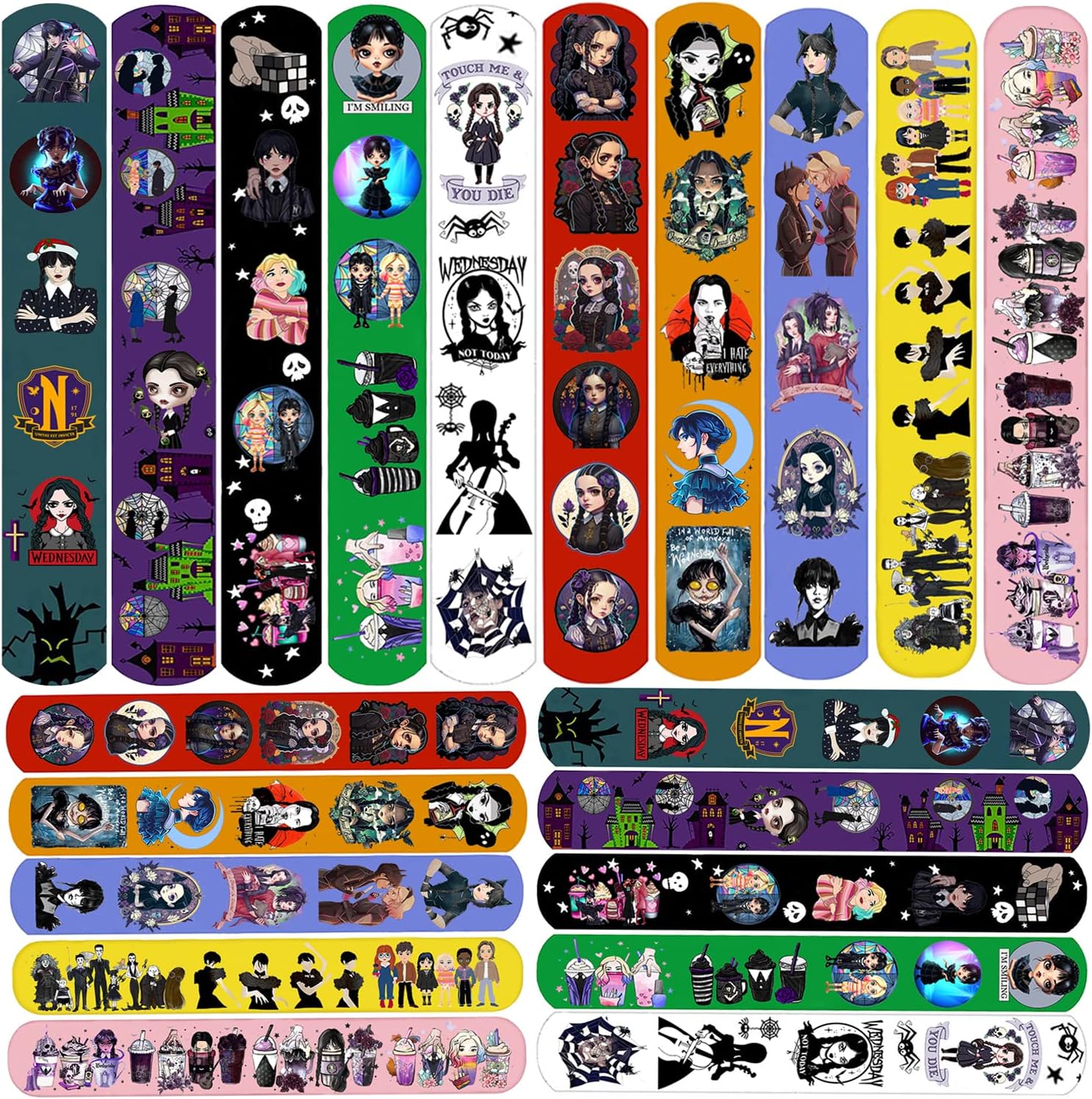 Pulseras de miércoles para niños y niñas, regalos de fiesta, suministros de decoración para fiesta de cumpleaños, bolsas de regalo, escuela, aula,