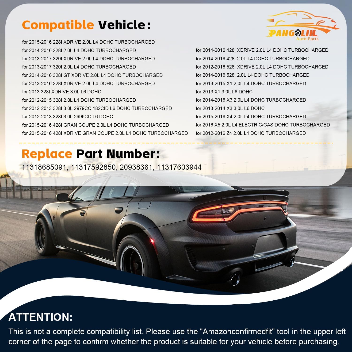 PANGOLIN Kit de cadena de distribución 2.0T N20B20A para 125i 220i 328i 428i 320 X1 Z4 F10 2.0L L4 Turbo repuestos, reemplaza OE 11318685091, 11 31