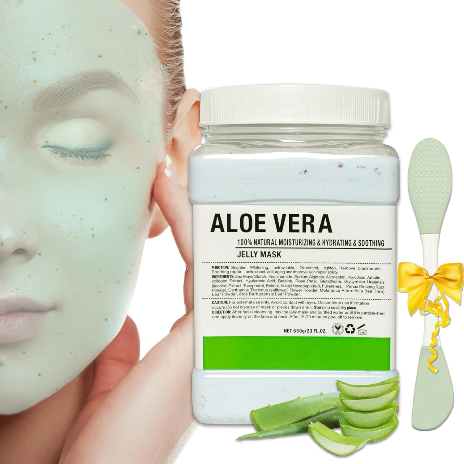 Máscara de gelatina en polvo para faciales, máscaras de gelatina de aloe vera para profesionales faciales, máscara facial de gelatina, hidratante,