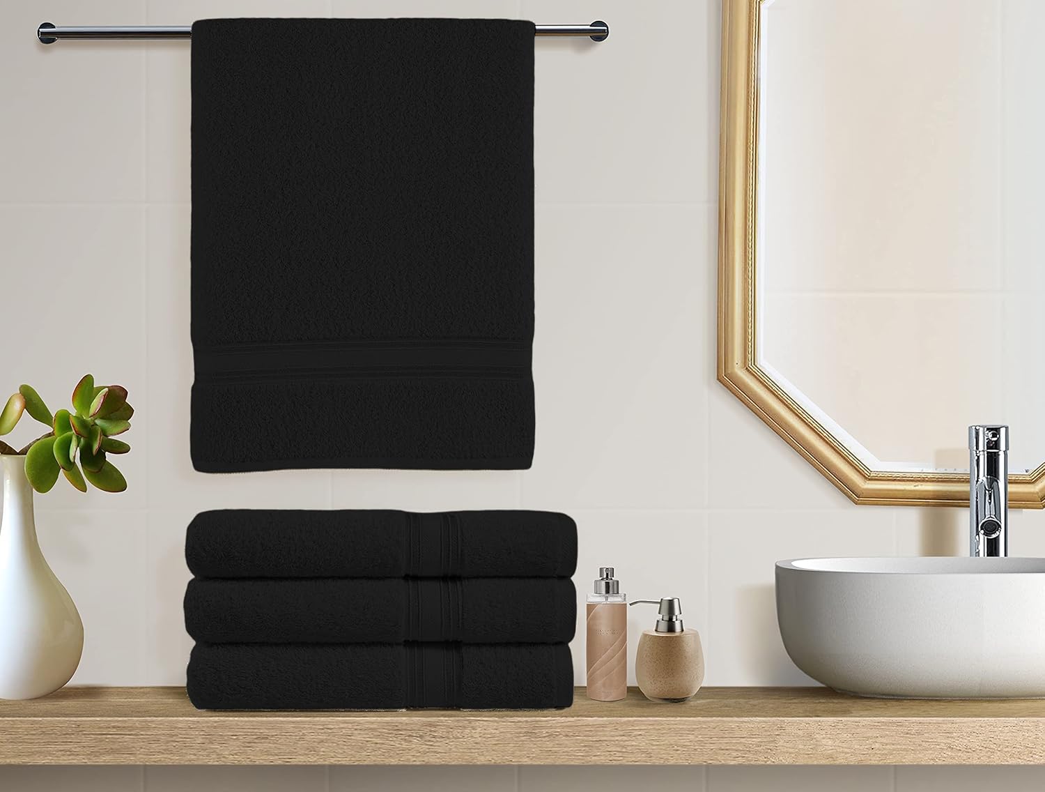 CHATEAU HOME COLLECTION Toallas de baño para baño, 100% algodón hilado en anillo ultra suaves, esponjosas y extra absorbentes, juego de 4, toallas