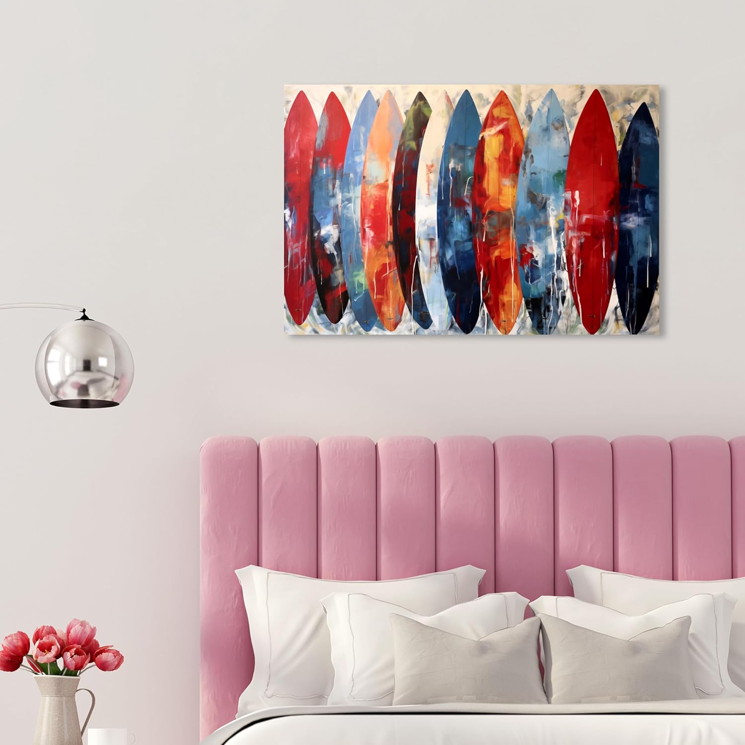 Wynwood Studio Sports and Teams – Lienzo decorativo contemporáneo envuelto, escaparate de tablas de surf, arte de pared para sala de estar,