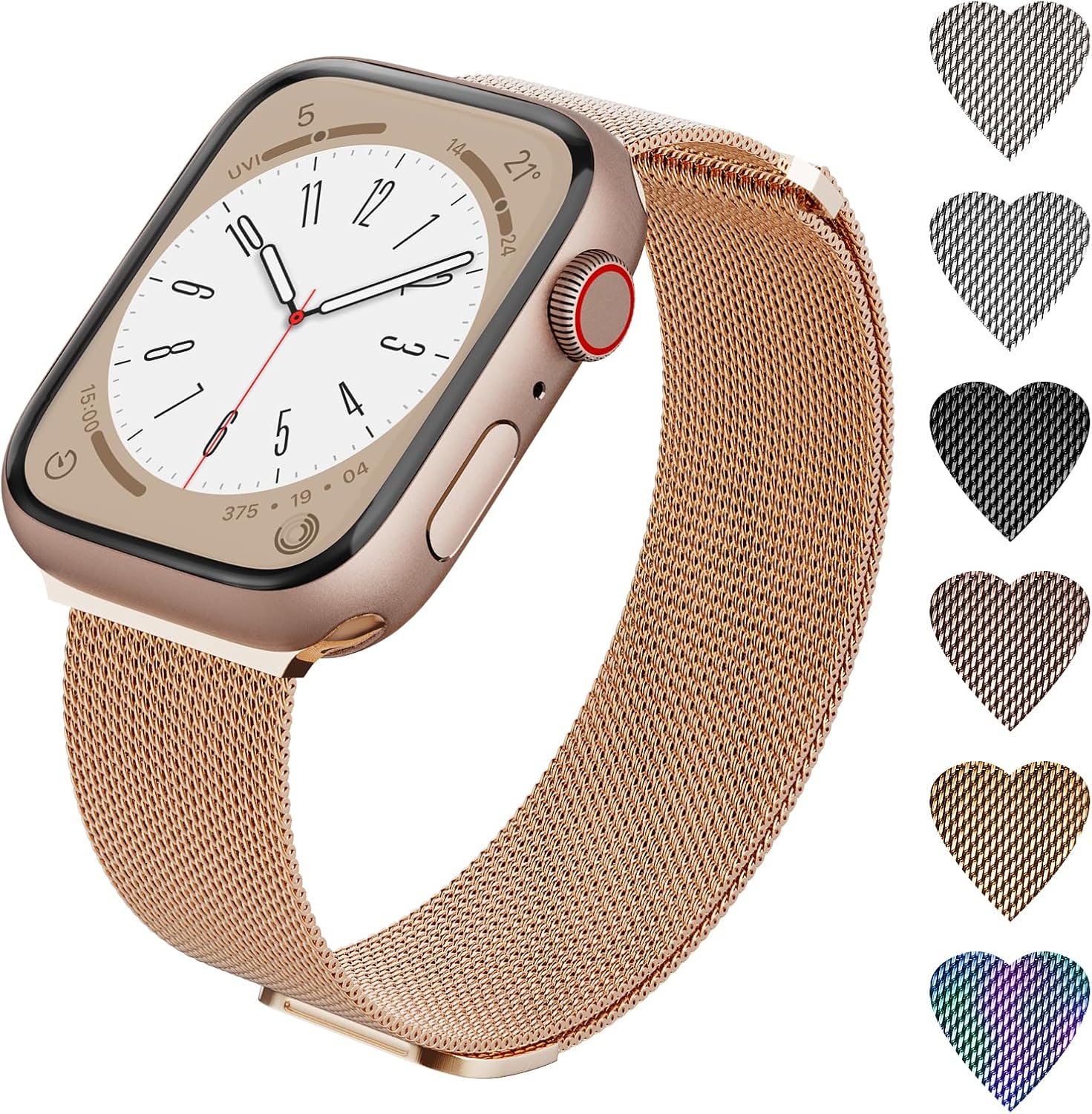 CHINDRAG Magnetic Loop Band Compatible with Apple Watch S9876543 38404142444549mm, Ultra 12 49MM, Classy Stainless Steel Metal Mesh Strap fit iWatch