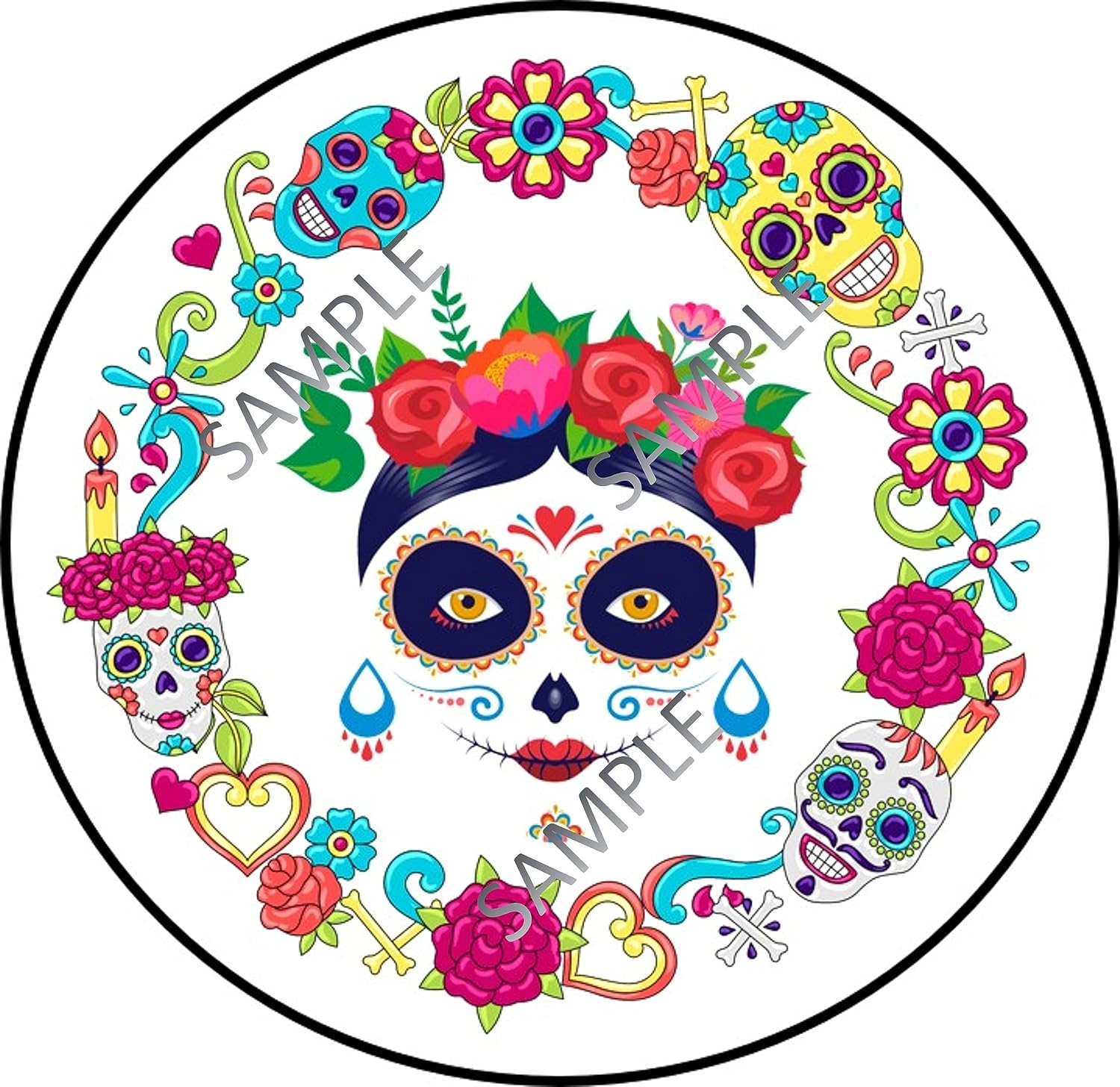 Catrinas mexicanas de Halloween, hojas comestibles para arte de gelatinatema del Día de MuertosSuministros comestibles para decoración de gelatinas