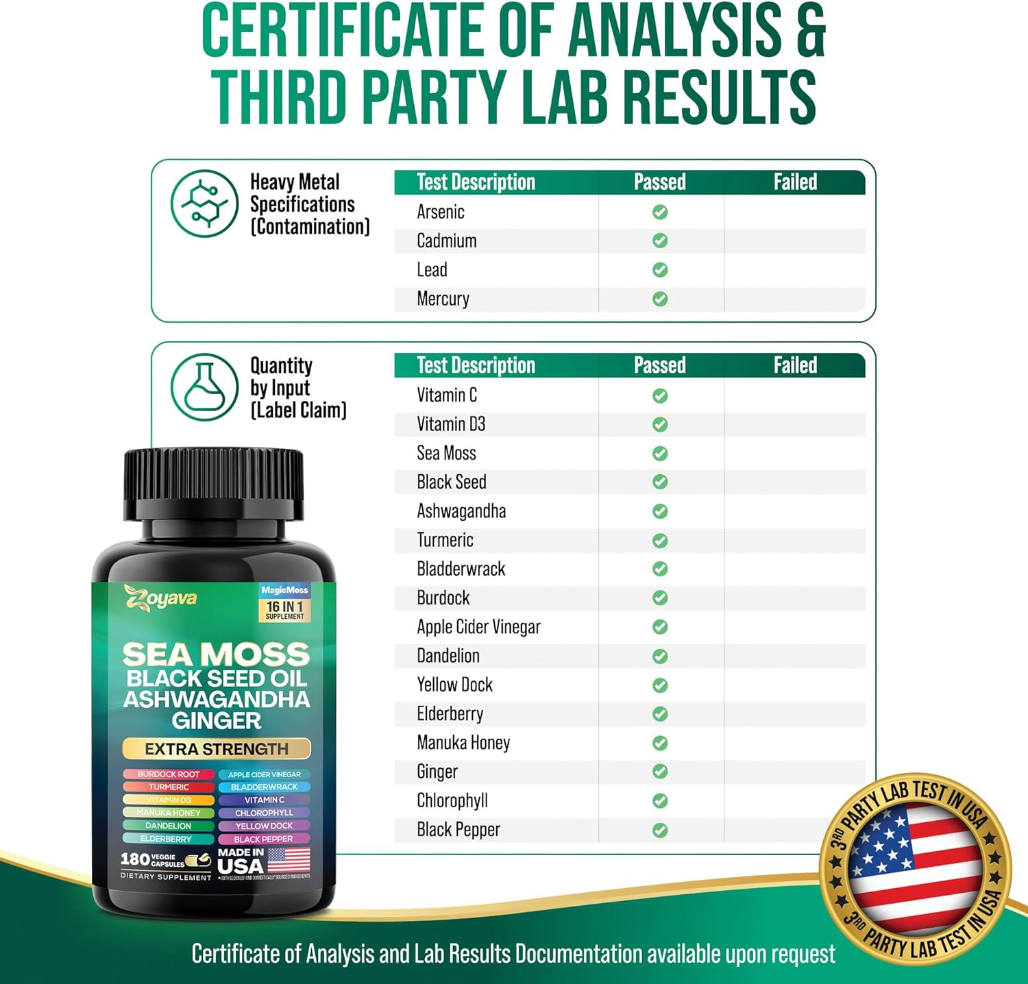 Musgo marino 7000 mg Aceite de semilla negra 4000 mg Ashwagandha 2000 mg Cúrcuma 2000 mg Bladderwrack 2000 mg Bardana 2000 mg y jengibre Vitamina C