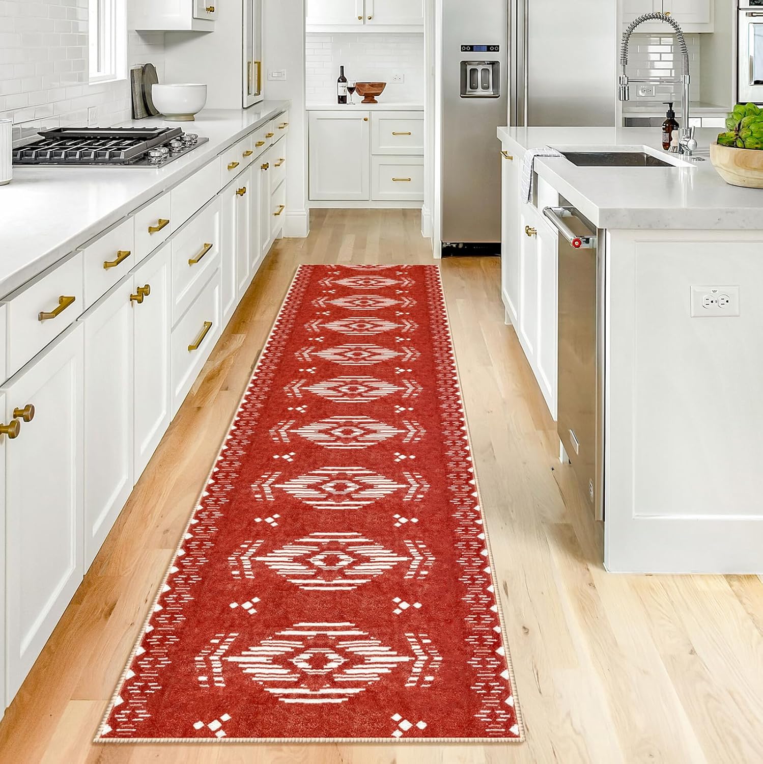 KILOCOCO Alfombra de pasillo lavable de 2 x 8 pies, alfombra bohemia antideslizante para pasillo, alfombra larga para interiores, para dormitorio,