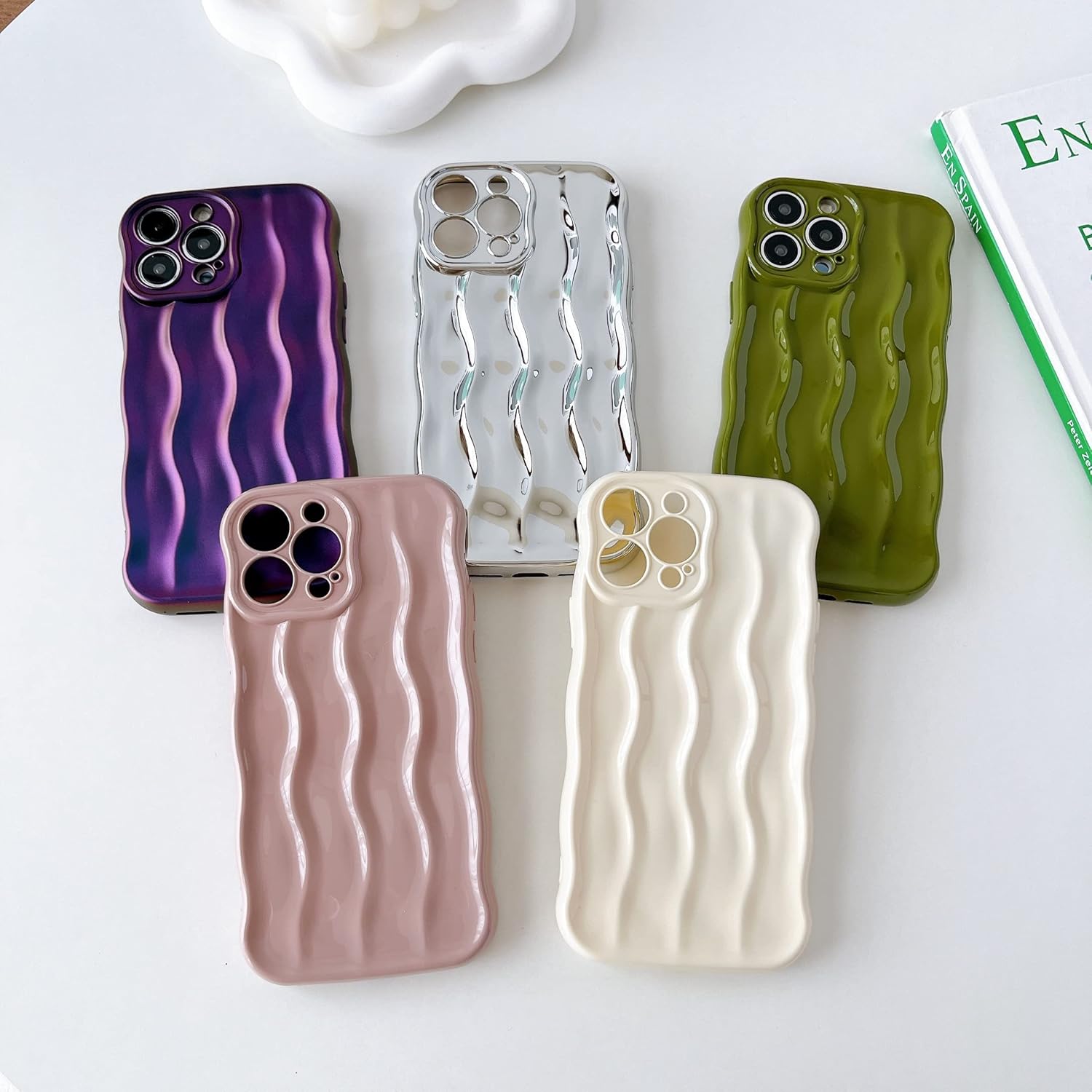 XIZYO Funda para iPhone 13 Pro de 6.1 pulgadas, bonita funda ondulada y ondulada para teléfono, diseño estético de ondas de agua, funda protectora