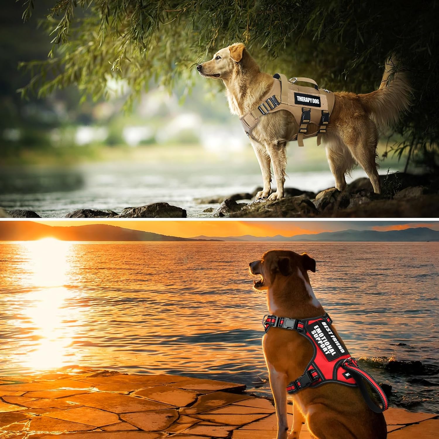 WINSEE Parches reflectantes para perros de servicio, parche de terapia para arnés de perro de servicio (paquete de 2, L)