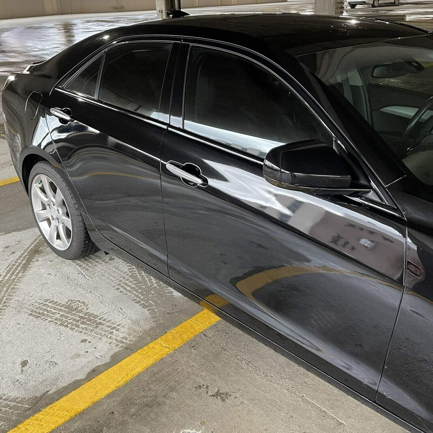 SlickMod Revestimiento de vinilo opaco cromado para Cadillac ATS Sedan 2013-2018 (negro brillante)