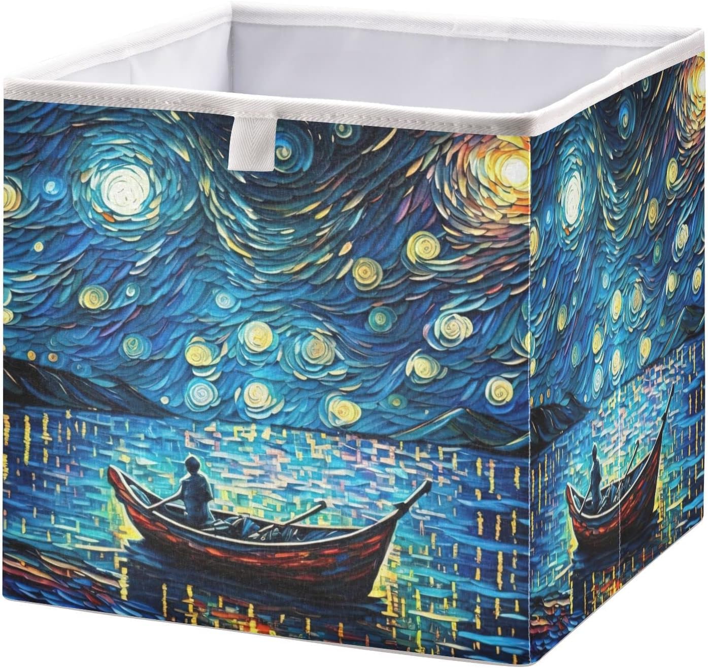 Vnurnrn Van Gogh Night Lake – Cubo de almacenamiento plegable, caja de almacenamiento con tabla de soporte, cestas de tela plegables para