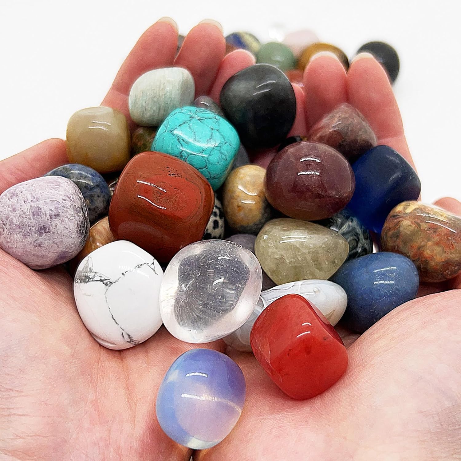 Juego de piedras preciosas pulidas de color natural mezclado de 2 libras, piedras preciosas para reiki, chakra, curación, decoración del hogar