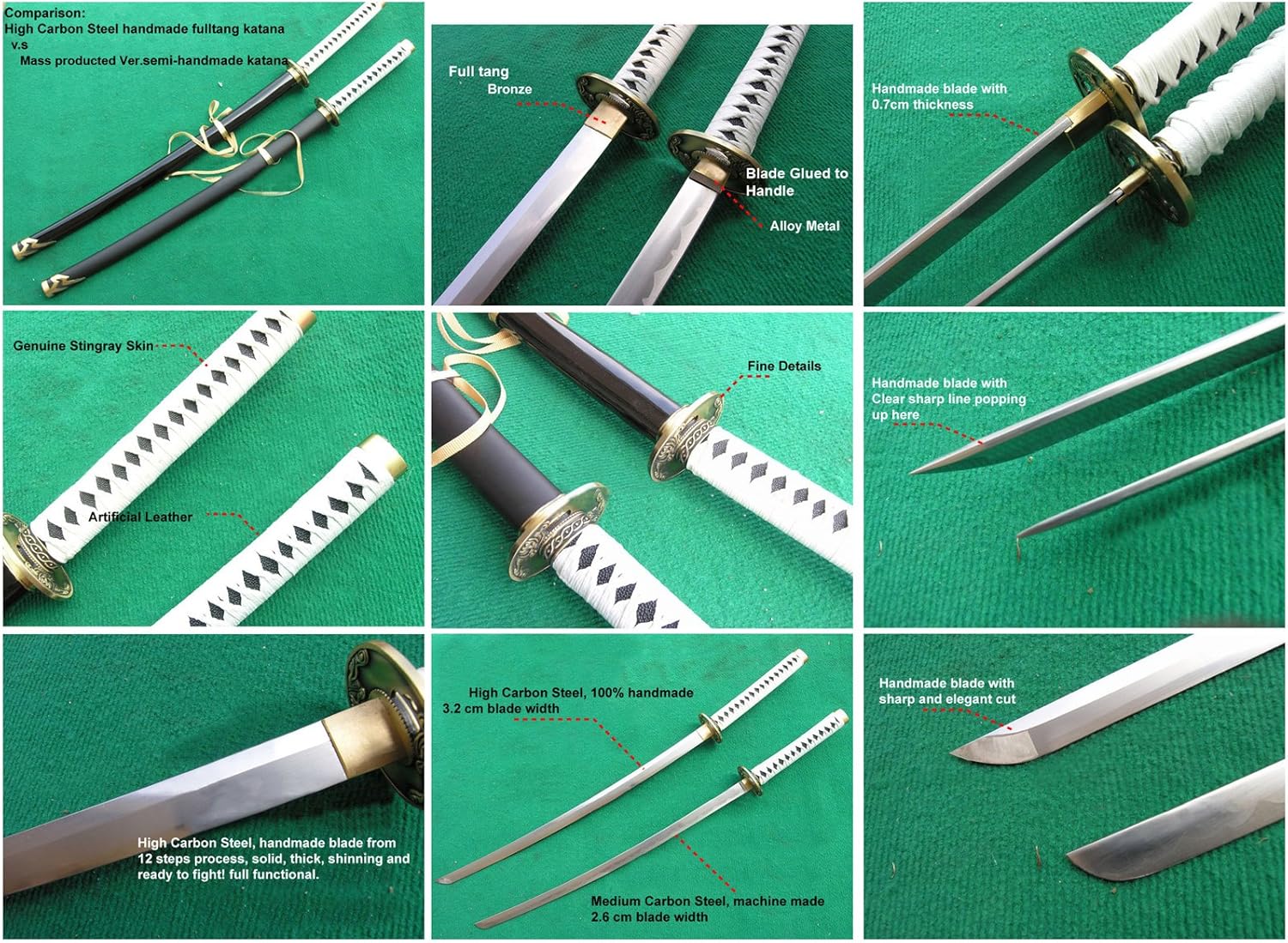 Cosplay Devil May Cry Vergil Yamato Réplica Espada 1065 Acero de Alto Carbono Hecho a Mano Completo Tang Katana