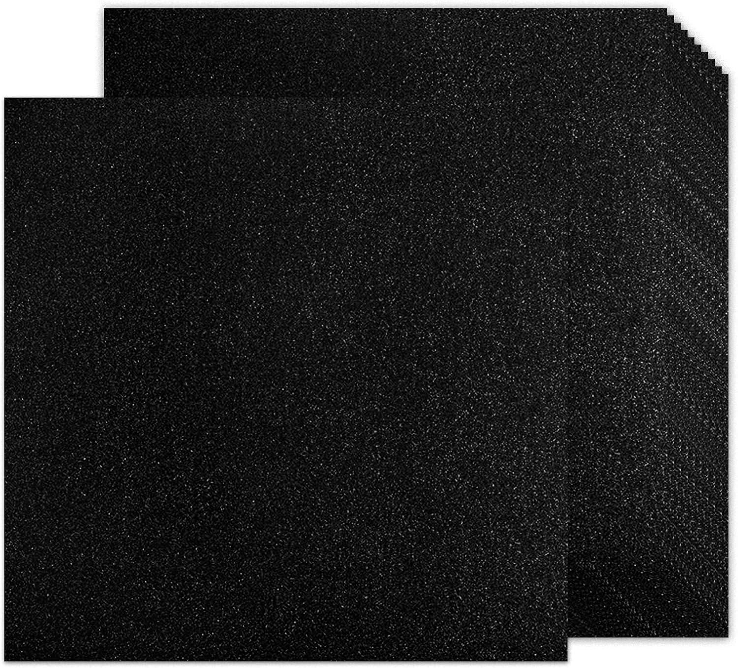 Cartulina negra con purpurina de doble cara de 12 x 12 pulgadas, 24 hojas de 10.58 ozm110 libras, papel de cartulina negra para Cricut,