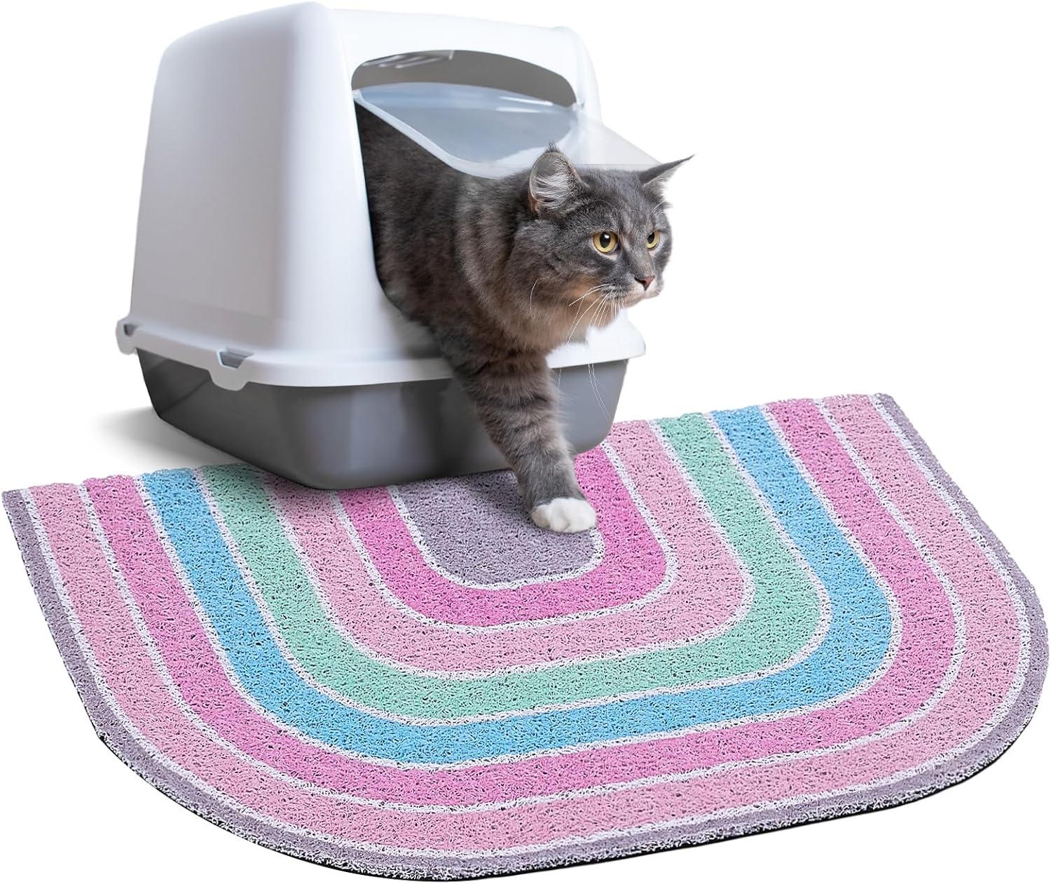 Alfombrilla de arena para gatos, alfombrilla de calidad grande antideslizante para arena para gatos, alfombra de atrapamiento de arena suave y
