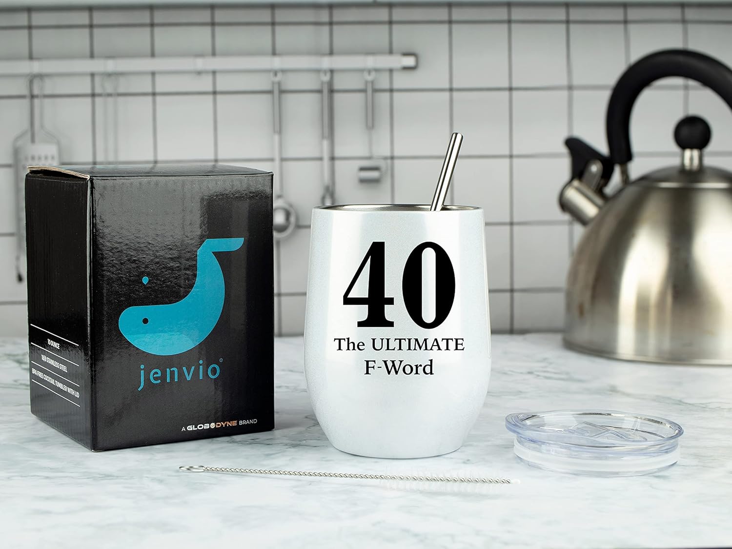 JENVIO Regalos de 40 cumpleaños  40 is the Ultimate F Word  Vaso de acero inoxidable para hombres, mujeres, marido, esposa, ella, regalo de vino de