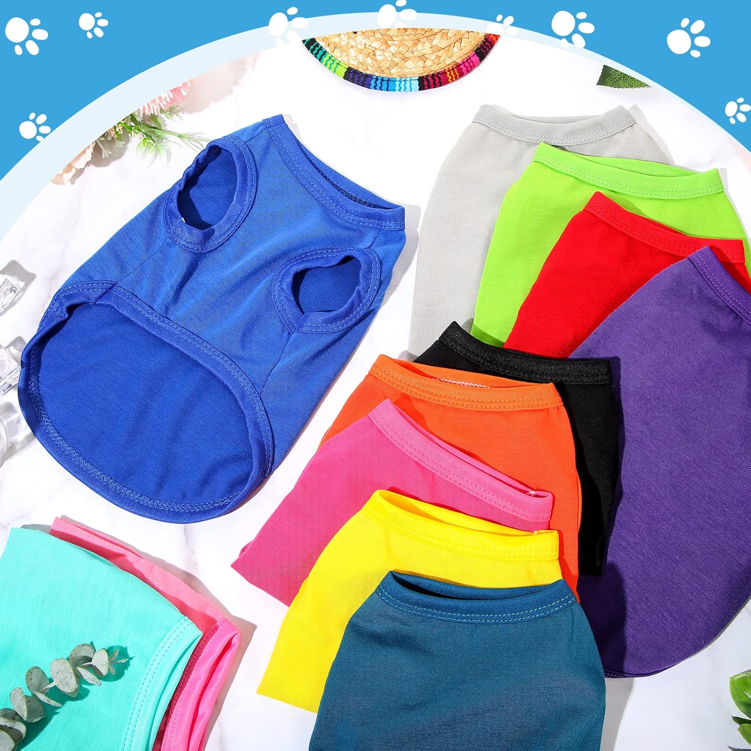 24 camisas para perro, camiseta en blanco para perros pequeños, camisas lisas para cachorros, gatos, ropa de verano para mascotas (L)