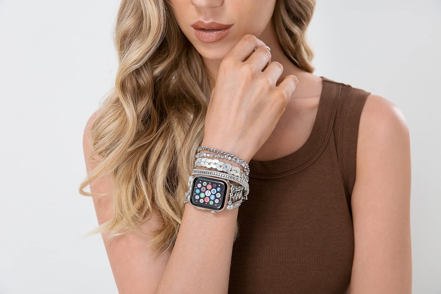 BOKIIWAY Pulsera de reloj bohemia compatible con Apple Watch Series 87654321SE  Correa de reloj bohemia para mujer  Correa de reloj de cuero