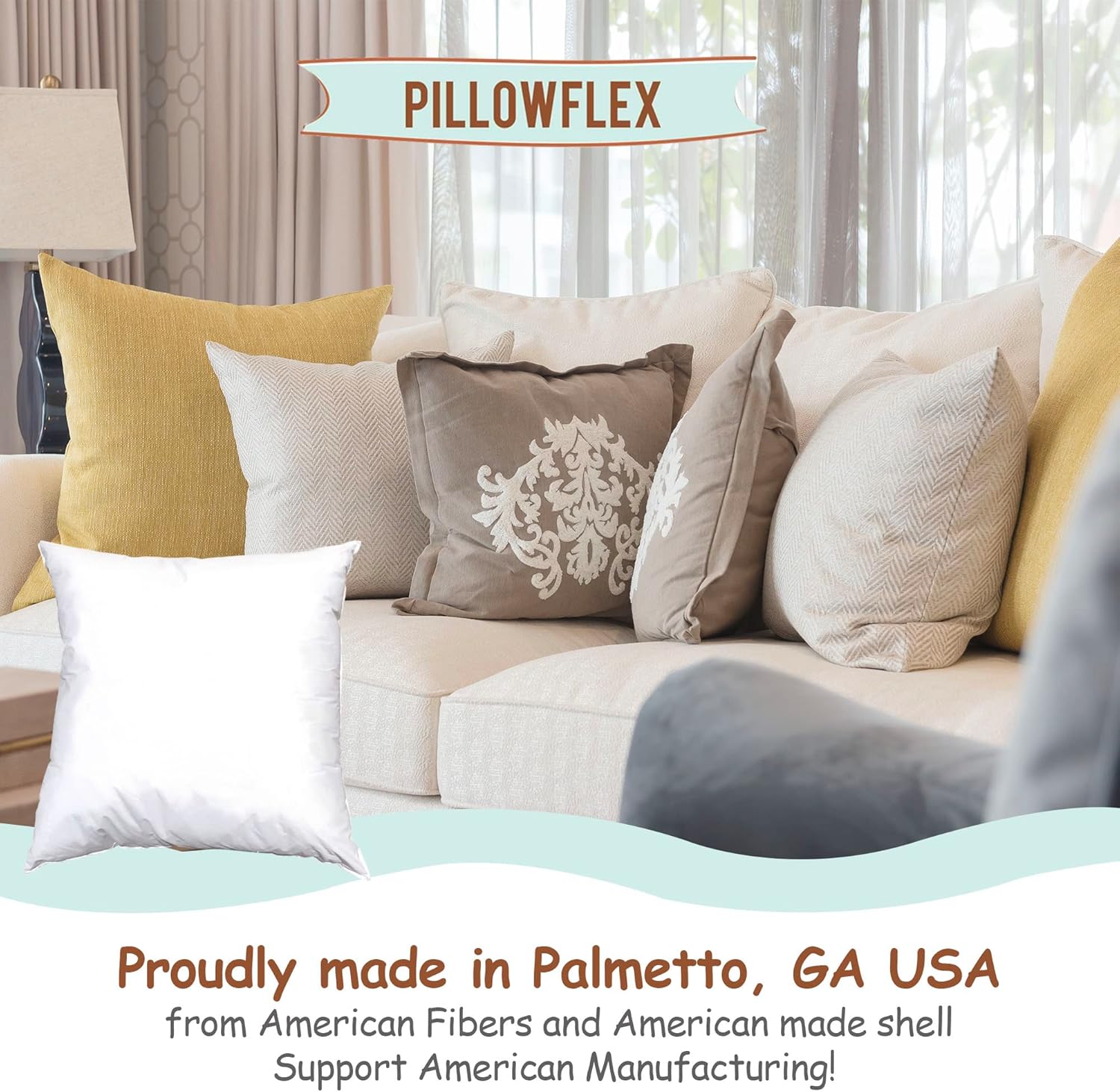 Pillowflex – Inserto de almohada de plumón sintético, 18 x 18 pulgadas, inserto para almohada de cama, sofá, sillón, almohada decorativa de