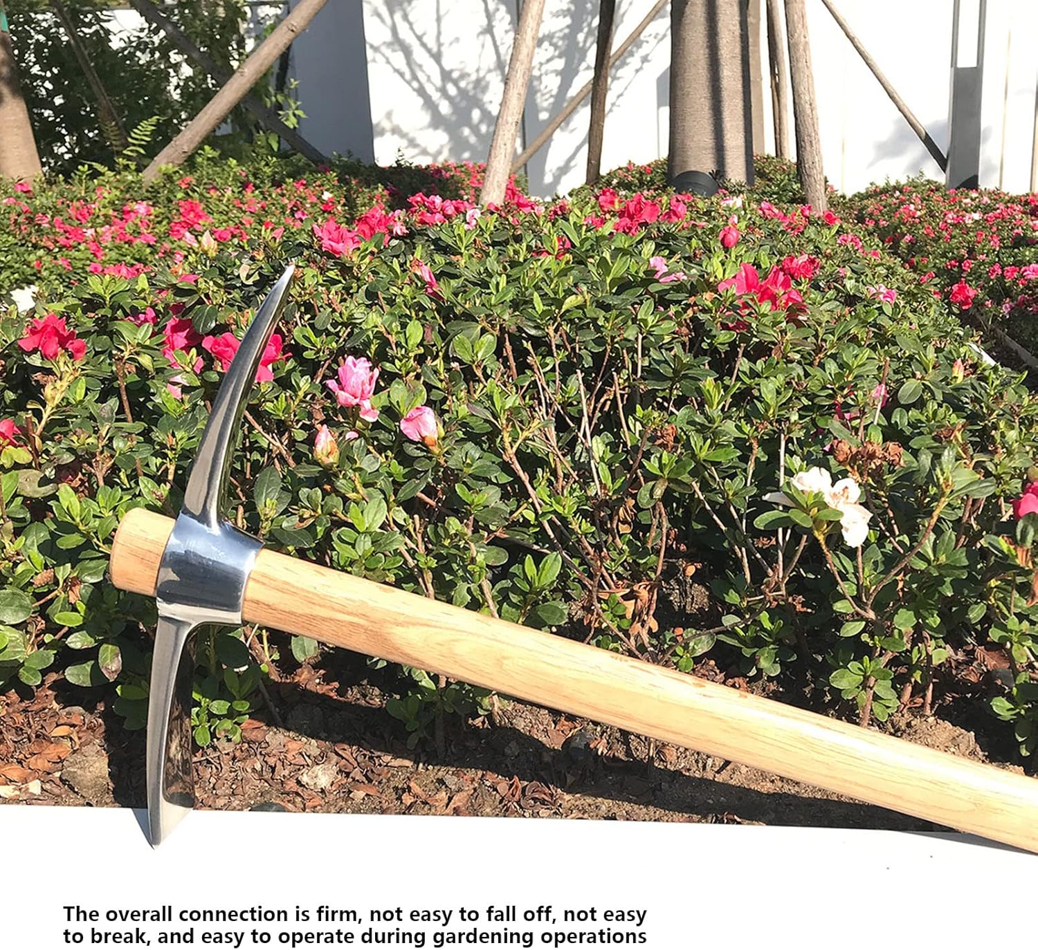Cultivador de mano de 15.7 in, azada de pico de acero inoxidable resistente y duradero, herramientas de azada de jardinería agrícola con mango de