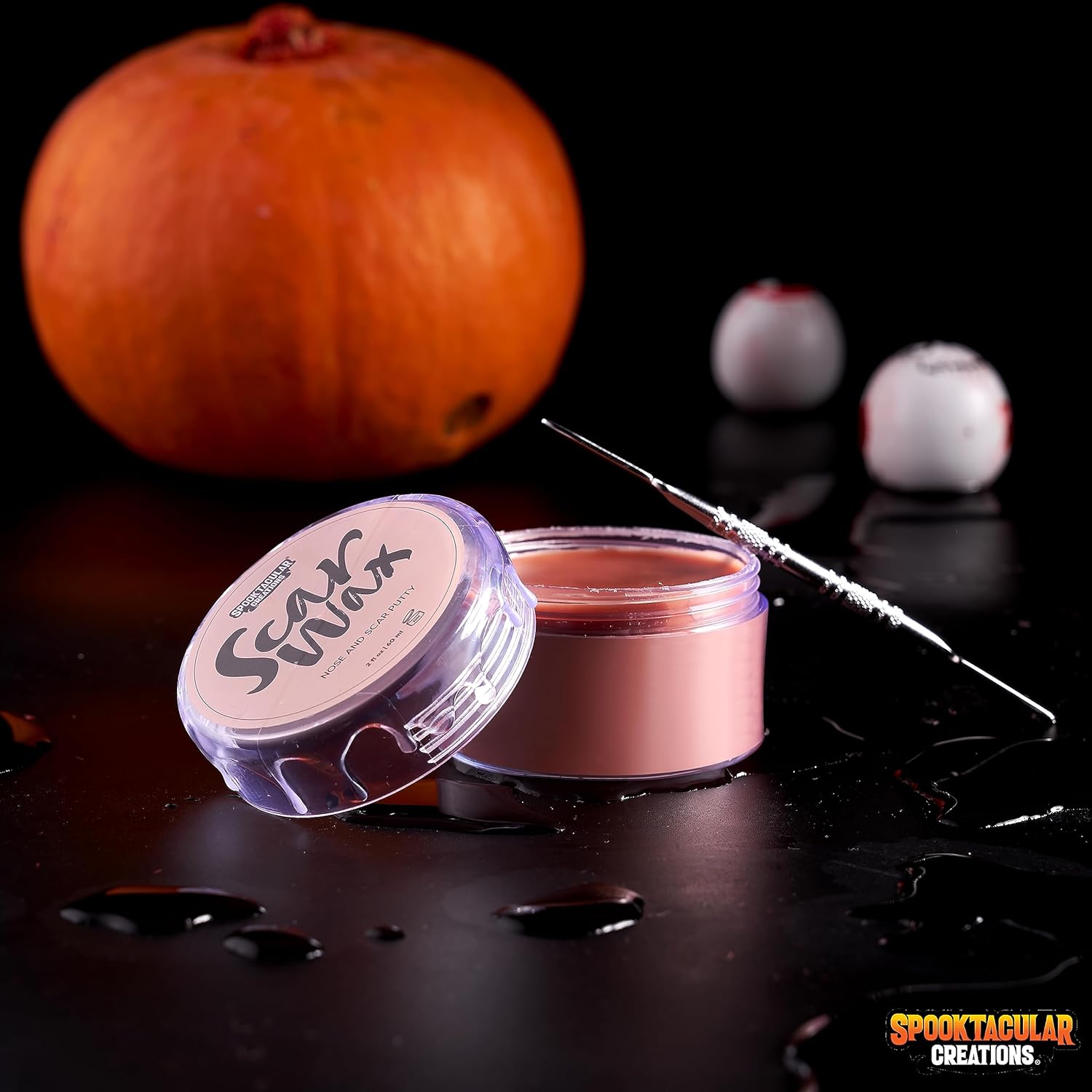 Spooktacular Creations Kit de cera de Halloween de 2.5 onzas para adultos y niños, modelado falso, cera de piel con espátula para efectos