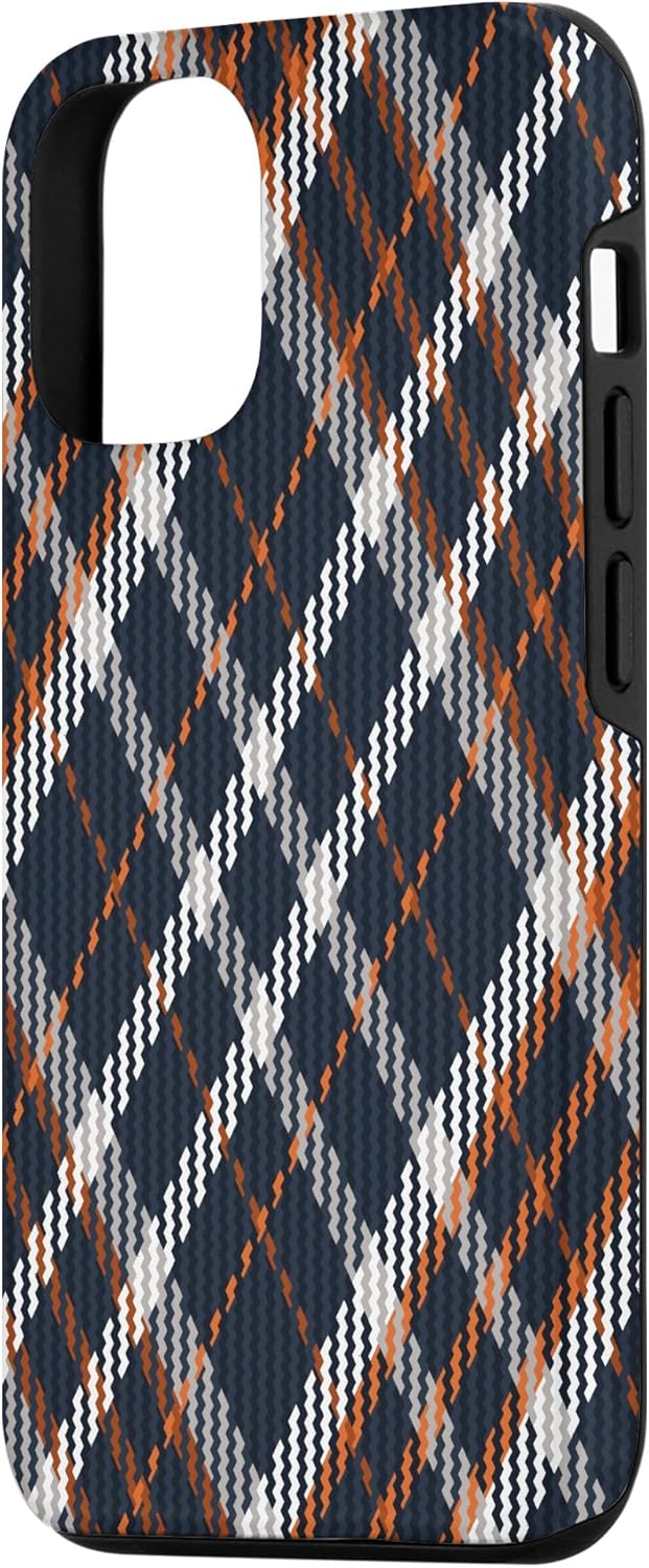 Funda para iPhone 13 Pro, diseño de calabazas de otoño y otoño a cuadros azul marino, negro y naranja