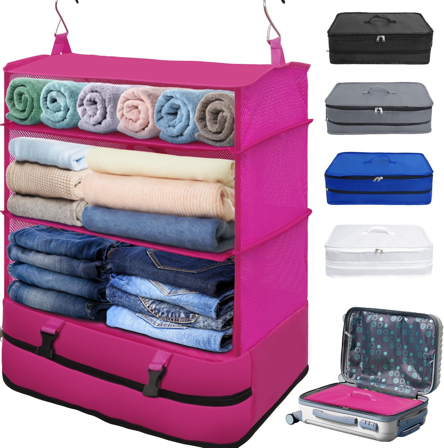 Bolsa de viaje portátil para colgar, organizador de cubo de embalaje de viaje, armario de mano de gran capacidad, almacenamiento plegable para