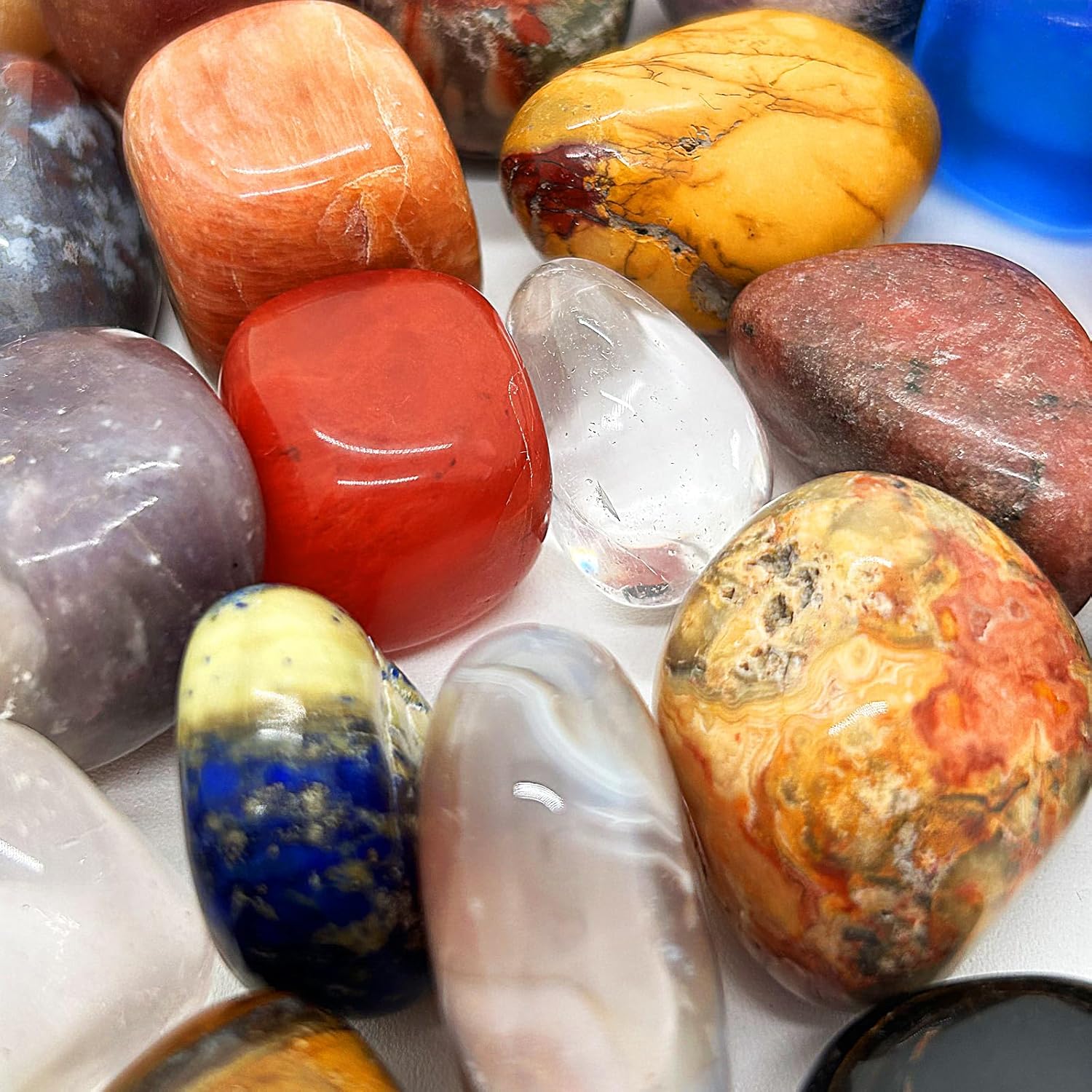 Juego de piedras preciosas pulidas de color natural mezclado de 2 libras, piedras preciosas para reiki, chakra, curación, decoración del hogar